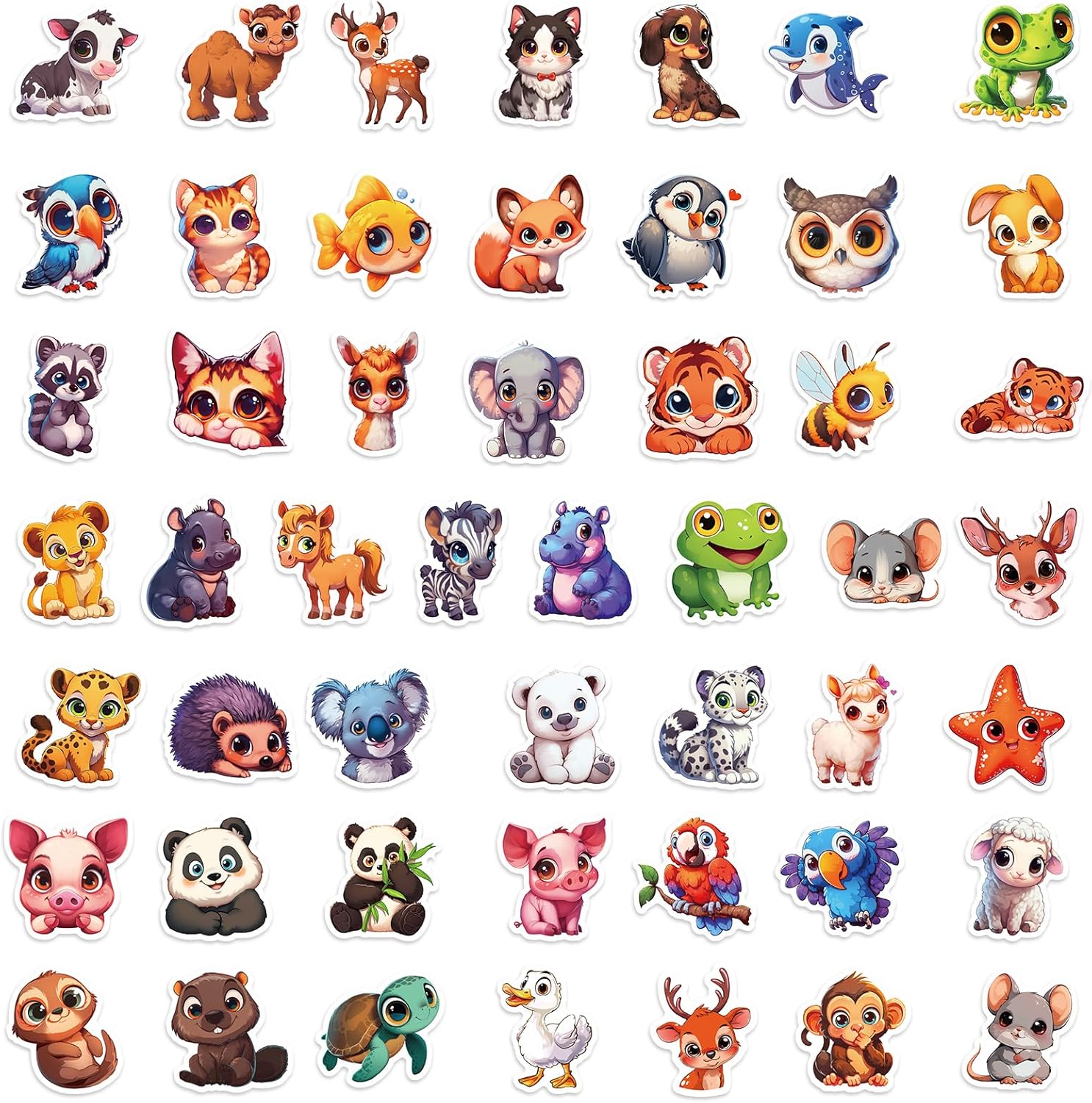 100 Pcs Big Eyes Cute Animal Stickers Bulk for Kids Classroom Boys Girls.Waterproof Vinyl Kawaii Stickers Packs for Water Bottles Phone Laptop Cup.Teacher Reward Sticker Supplies Must Haves - Image 2