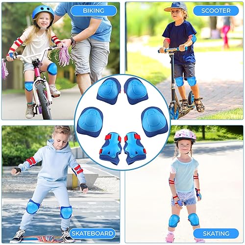Miniatura 7 de EILLEO Rodilleras para niños, juego de coderas para niños, conjunto de equipo de protección para coderas y rodilleras para niñas y niños con