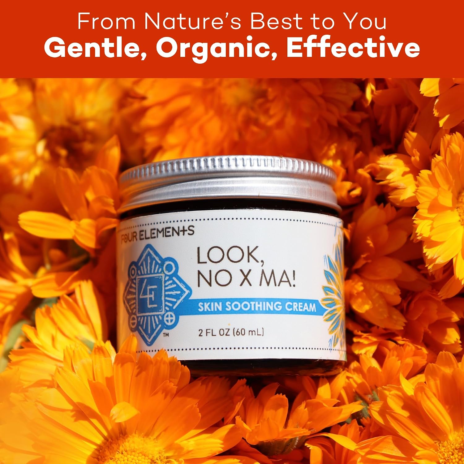 Look NO X MA Skin Soothing Cream 2 OZ Pack of 2 | 100% Organic Calendula and Chamomile Infused, Body and Face Moisturizing Cream | Hydrating Moisturizer For Dry, Irritated, Sensitive Skin