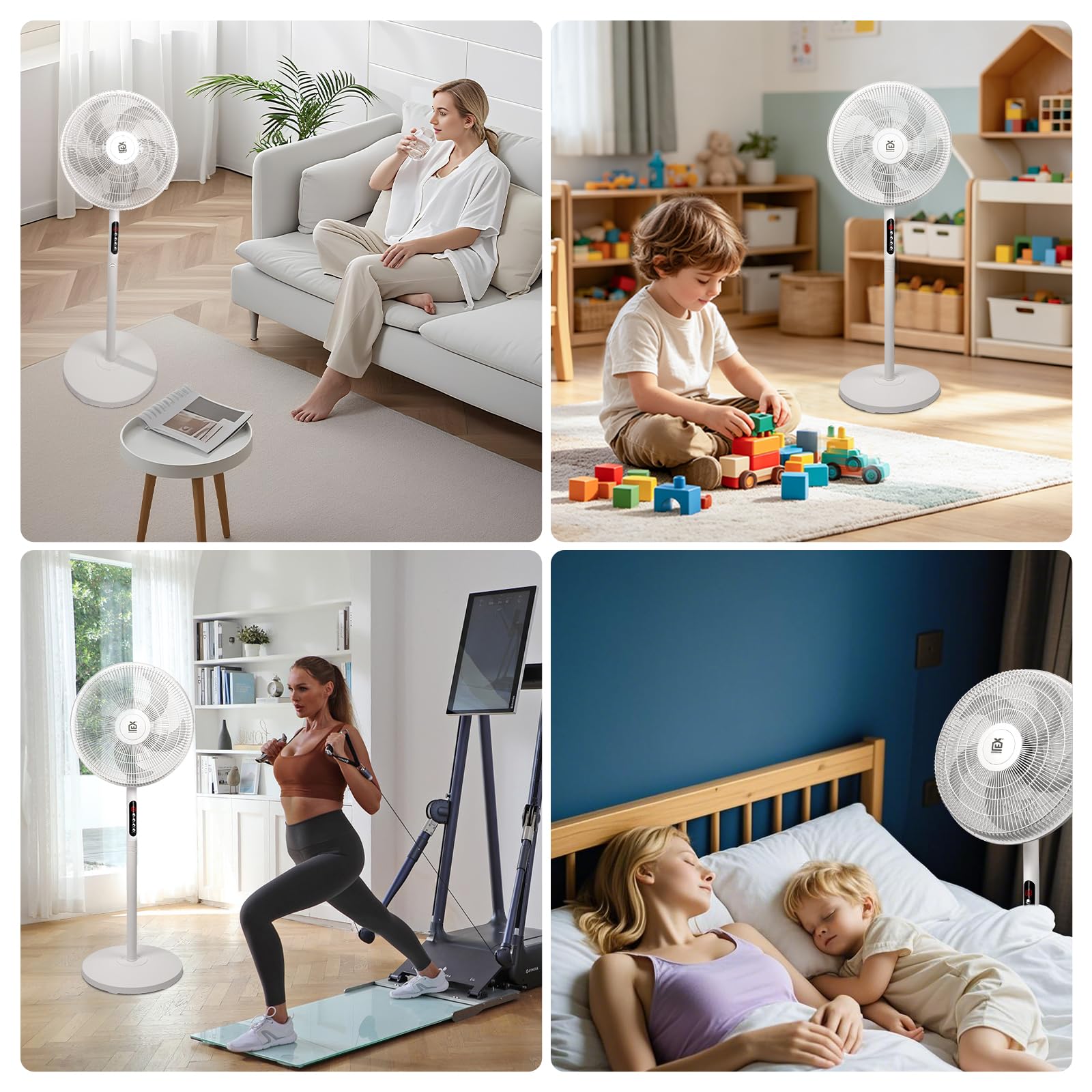 EXTRASTAR Ventilatore a piedi Altezza regolabile 116cm, 6 velocità, Oscillazione 70°, Telecomando, Minutario 9h, Flusso d'aria Grande angolo, Silenzioso, Uso Domicile Ufficio Camera