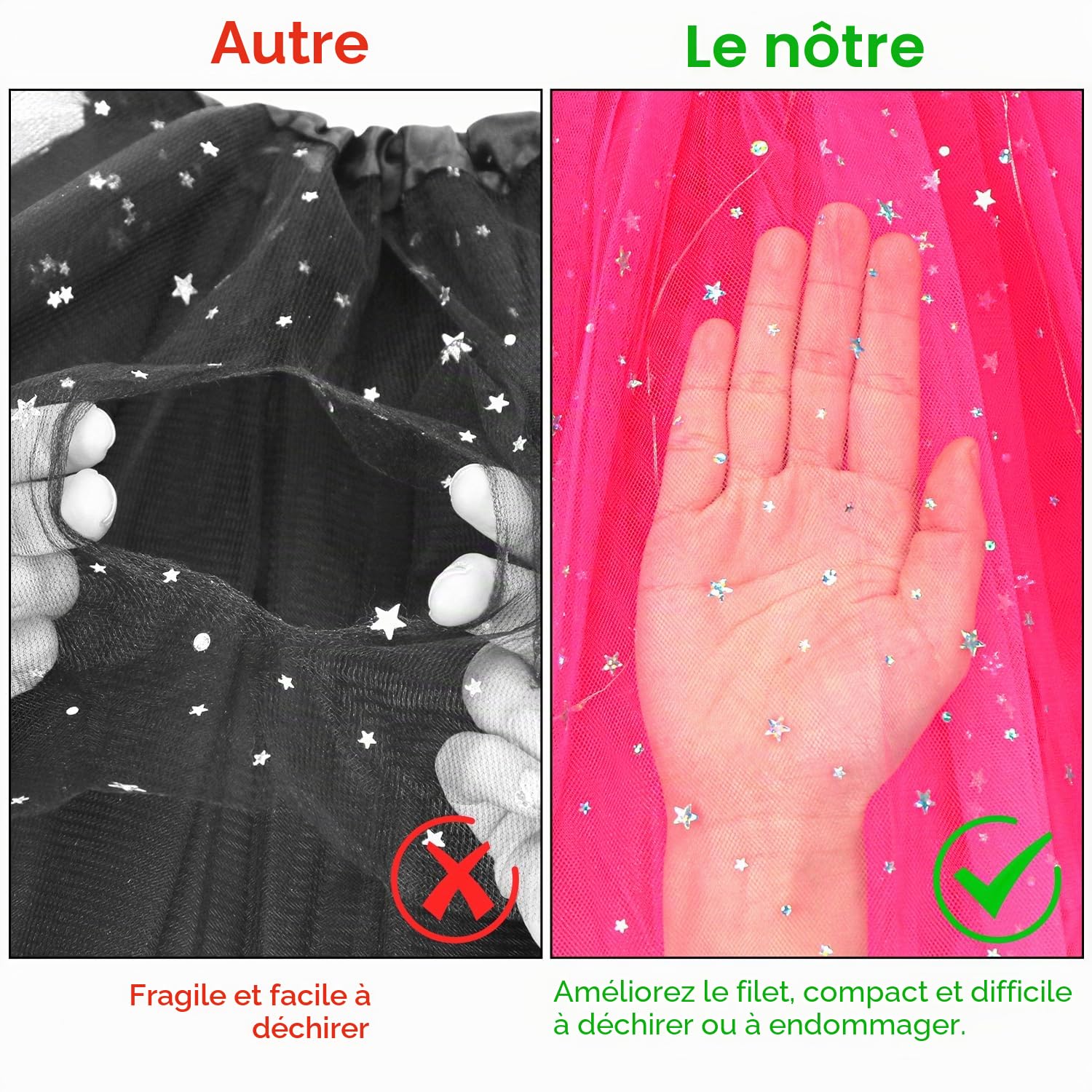 Wishstar Jupe en Tulle pour Femmes, Robe Danse à Paillettes étoilées, Mini-Jupe Extensible avec Lumières LED, Jupe Tutu 45cm pour Adultes, Robe de Danse pour Adolescentes Carnaval Ballet