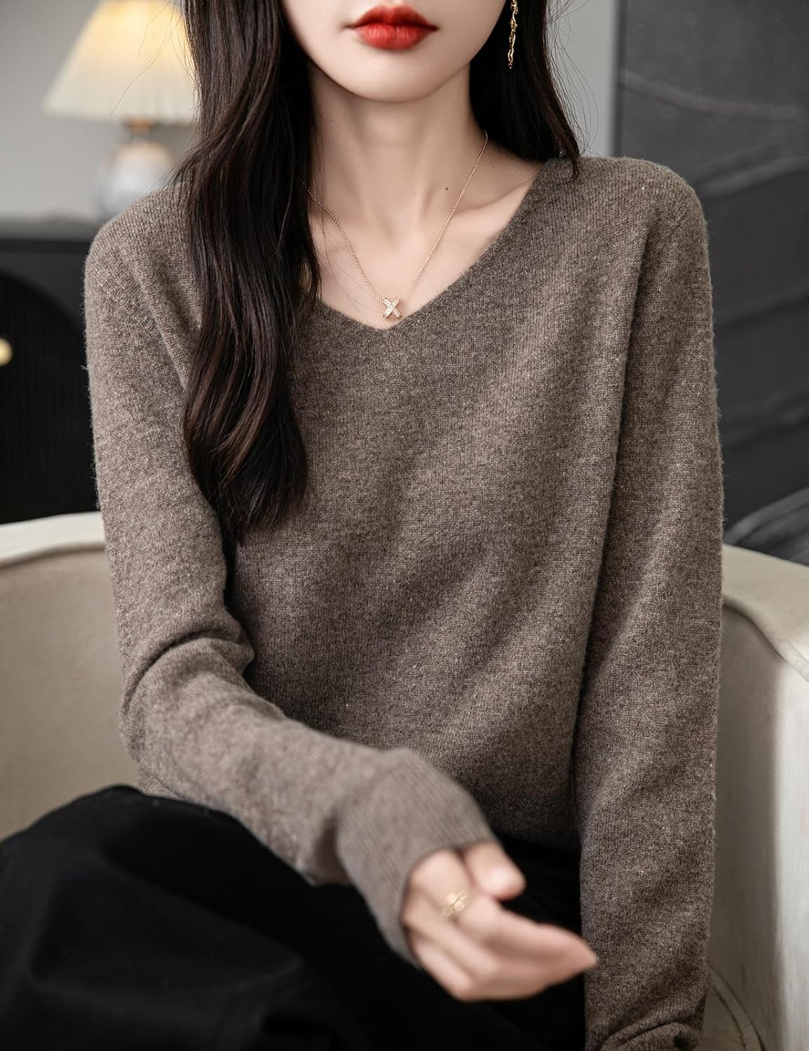 Chanyarn Women's 100% Merino Wool V Neck Sweater 2025 First-Line Ready to Wear Casual Long Sleeve Seamless Knit Sweater - Image 2