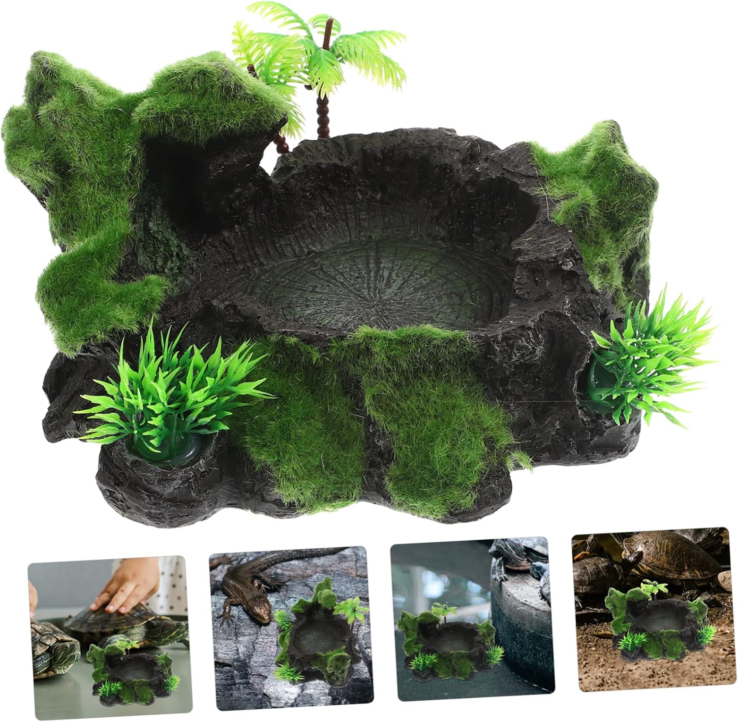 Decorative Reptile Feeding Bowl Resin Terrarium Water Dish for Snakes Lizards Turtles Safe Wear-Resistant Design for Food and Water Storage