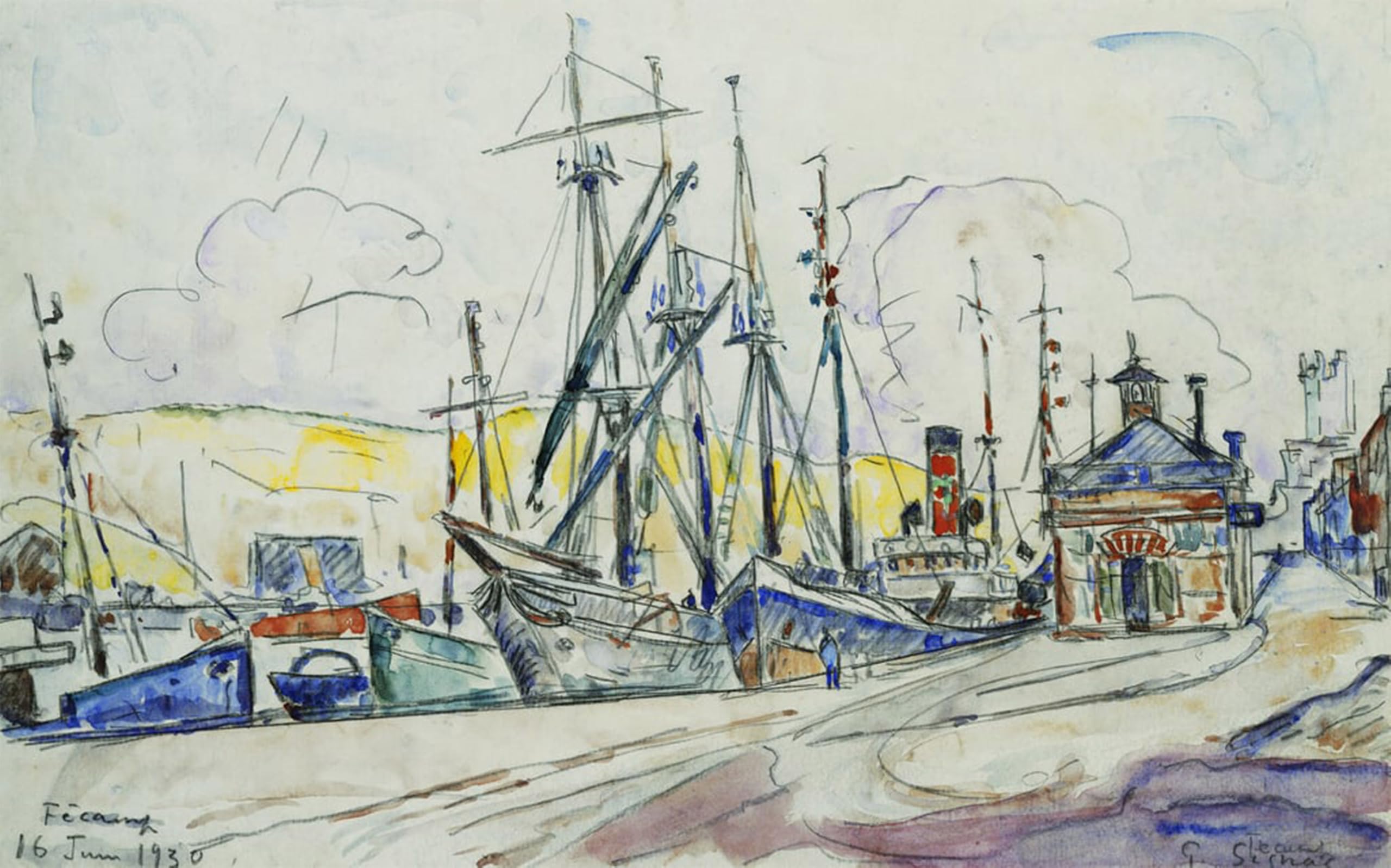 ARTXLXXBN Famous Prints Artwork Pictures Poster Painting Art the Port At Fecamp by Paul Signac Artwork Landscape Pictures for Home Decor 60x90cm