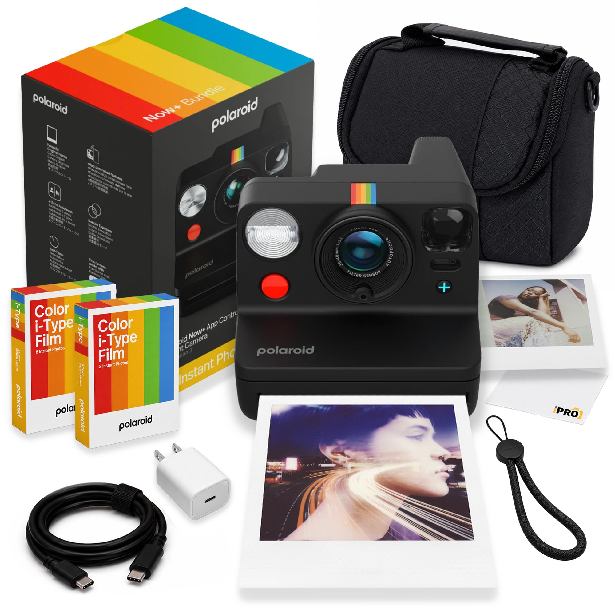 Polaroid Now+ Generation 3 i-Type Instant Camera Black + 16 Film Bundle | Includes Color i-Type Film (8 Photos), Instant Camera for Travel, Parties & Creative Photography, USB-C Rechargeable-picture-21