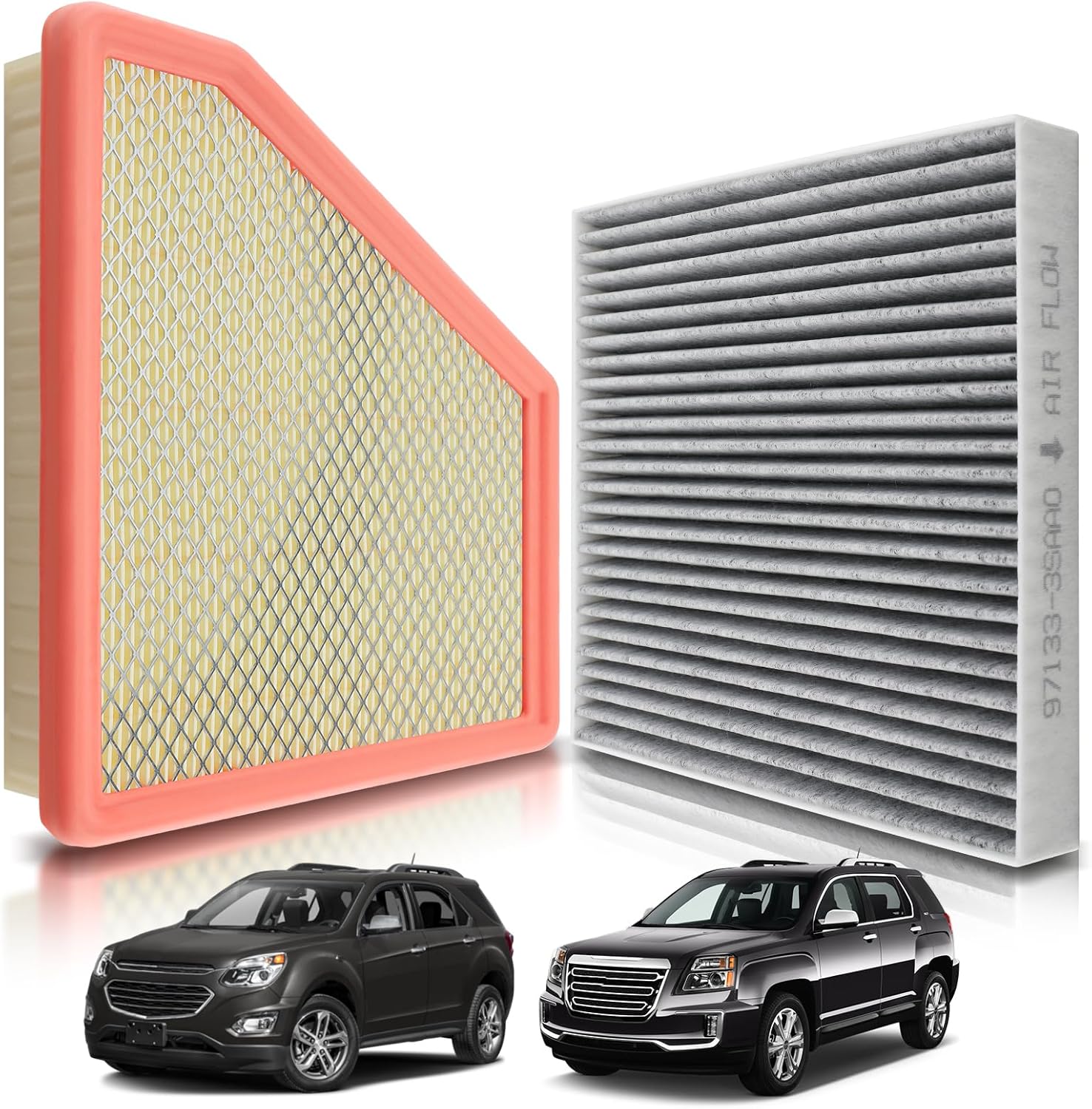 23335811 Engine and Cabin Air Filter Fit for Chevy Equinox 2010-2017 for GMC Terrain 2010-2017 Replace 25899727 20901295 CA10465