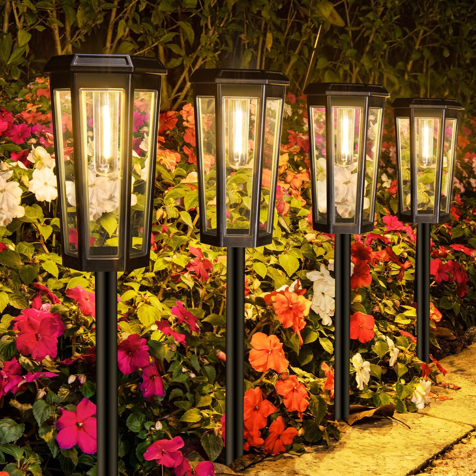 MAGGIFT 2026 Upgraded Solar Lights Outdoor Garden, 4-Pack LED Outdoor Lights Solar Powered IP65 Waterproof, Garden Ornaments for Pathway Yard Lawn Landscape Patio Decoration
