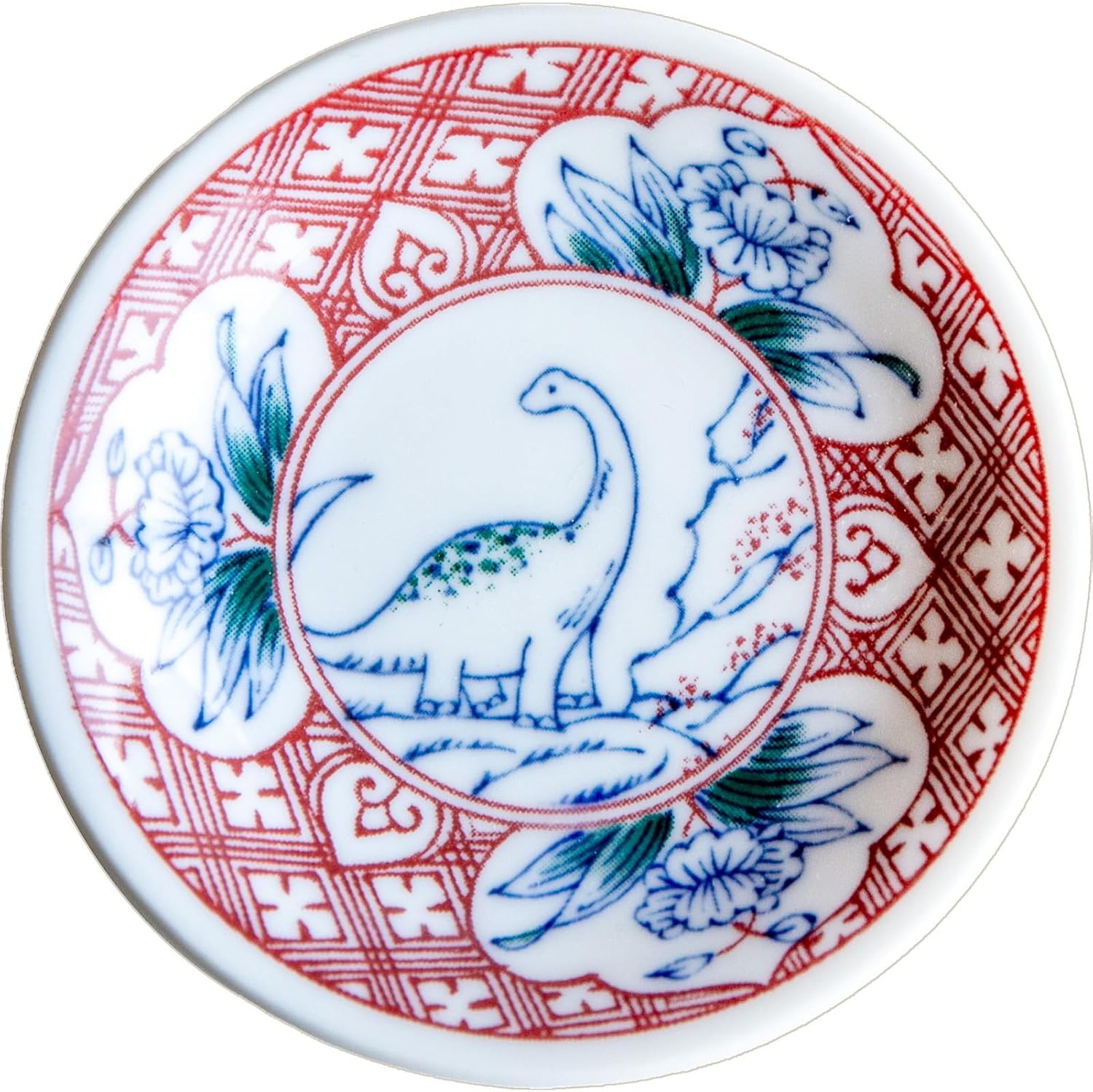 Awasaka EK88-L03 Edokko Dinosaur Flower Dragon Dinner Plate, Made in Japan, φ3.5 x 0.6 inches (90 x 15 mm)