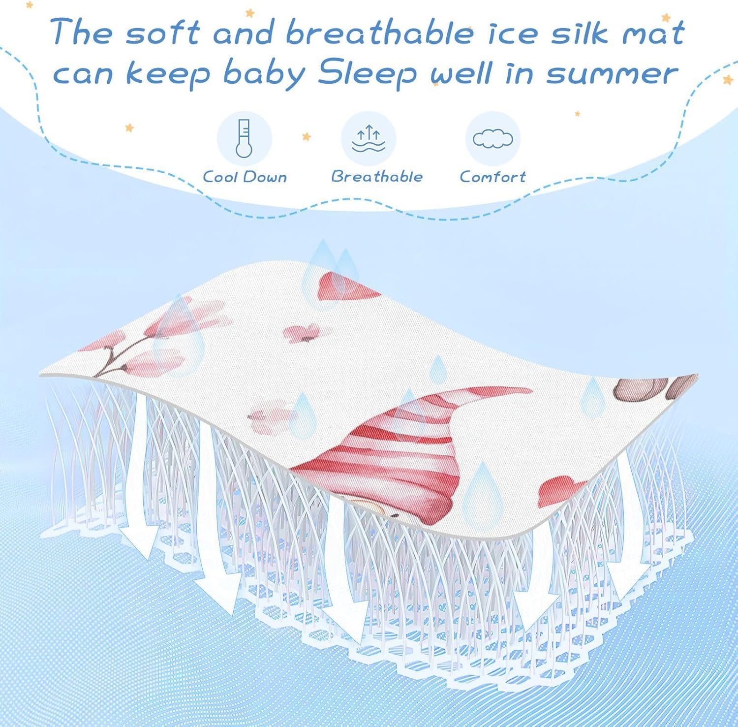 Cute Valentine's Day Gnomes Hearts Cooling Baby Bed Mattress Cover 28" x 52" Washable Crib Mattress pad for Baby&Toddler