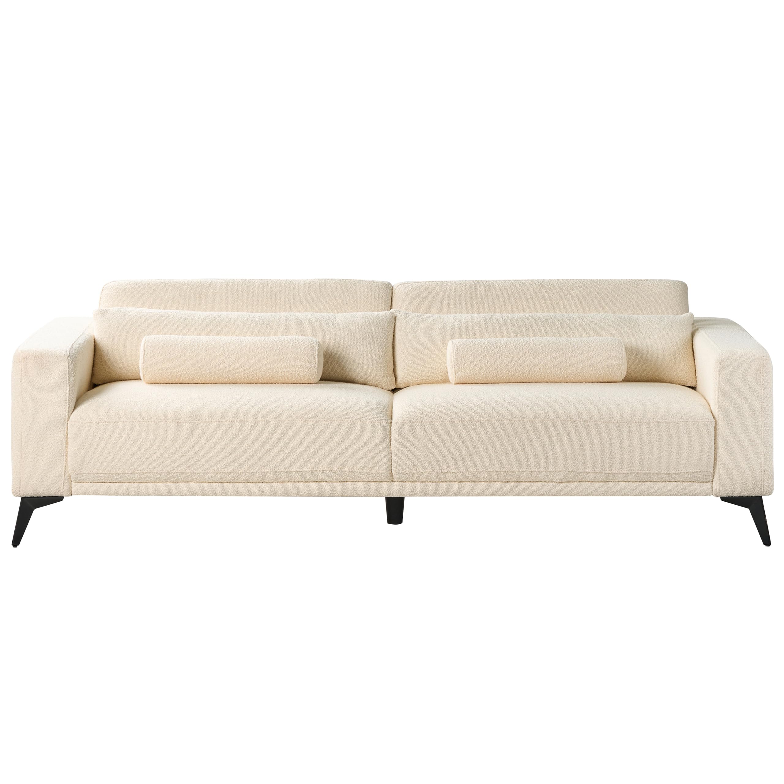 Beliani Sofa Bouclé Stoff Creme weiß 3-Sitzer gepolstert verstellbare Rückenlehne Ange
