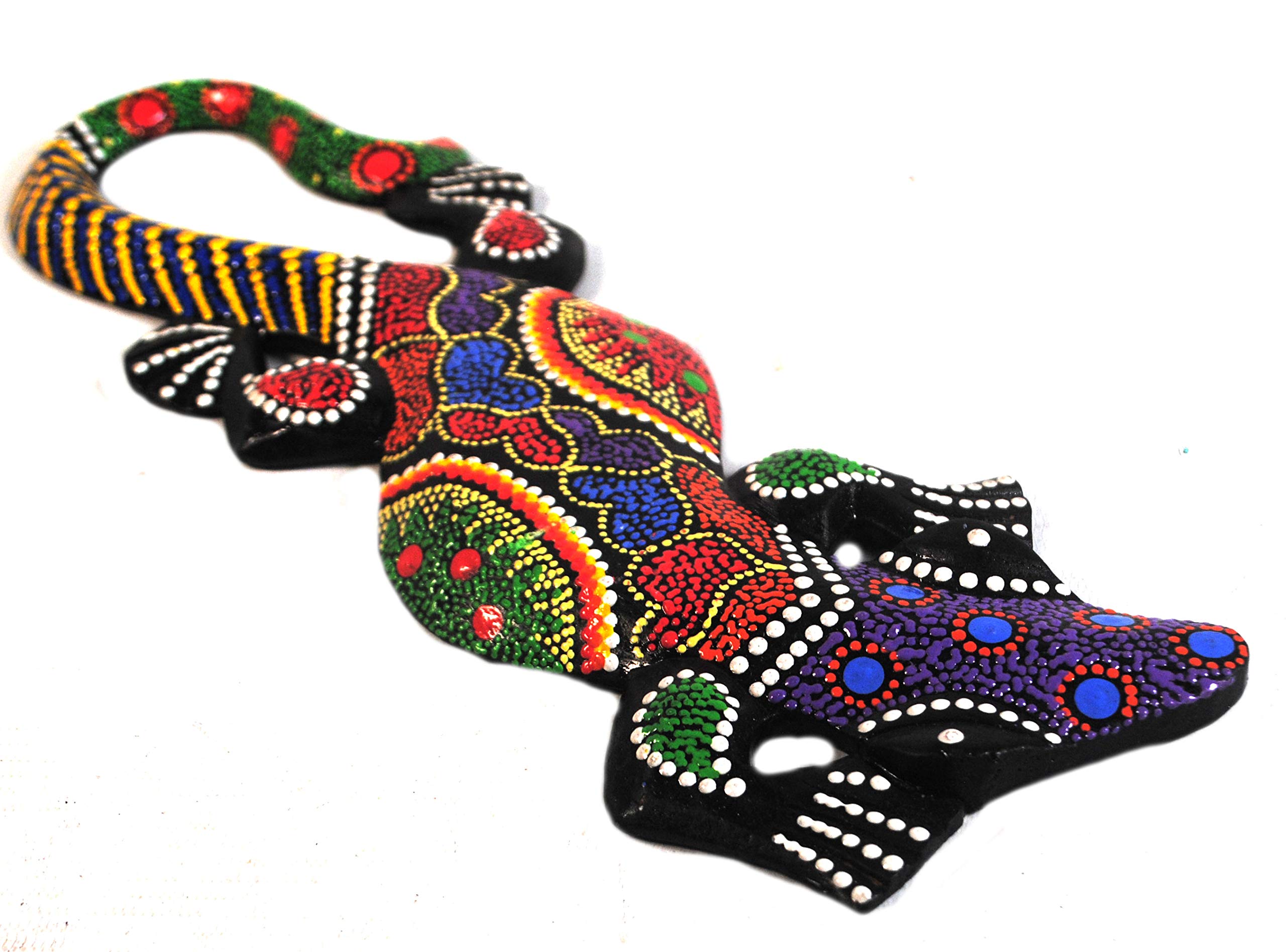 Terrapin Trading Fair Trade Wall Art: Animal Wooden Carving. Hand painted Gecko 15cm