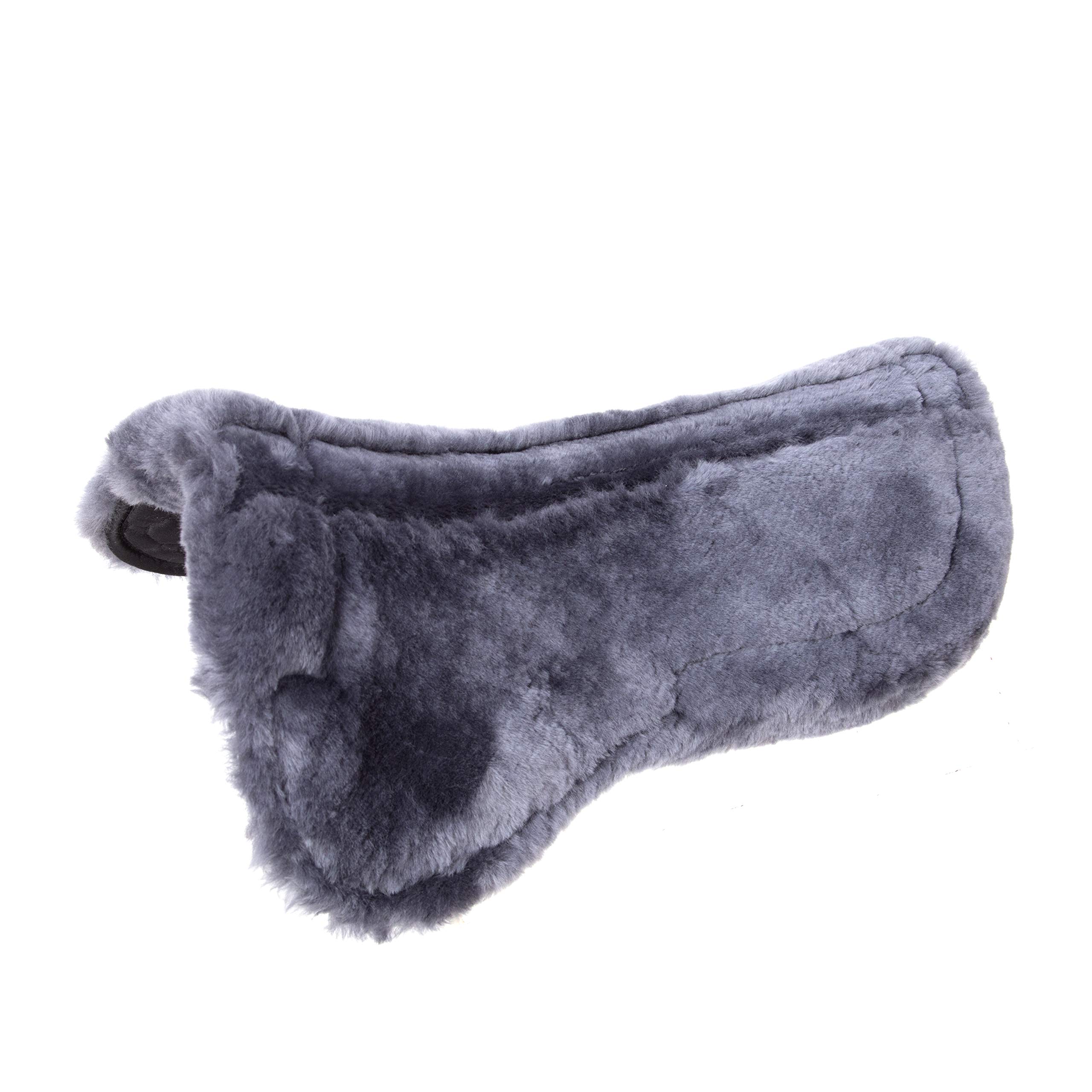 Cuscino per sella in pelliccia di agnello, con bordo in pelliccia, completamente foderato, in pelliccia di agnello, senza colonna vertebrale (media (56 cm), nero)