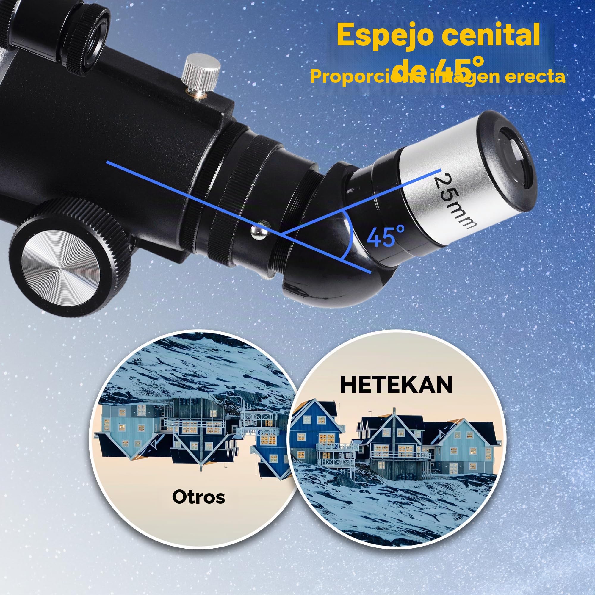 HETEKAN Telescopios, Telescopio para Niños Principiantes, 70mm De Apertura 400mm AZ Monte Telescopios para Adultos, Profesionales Refractor con Trípode, Finderscope y Adaptador De Teléfono