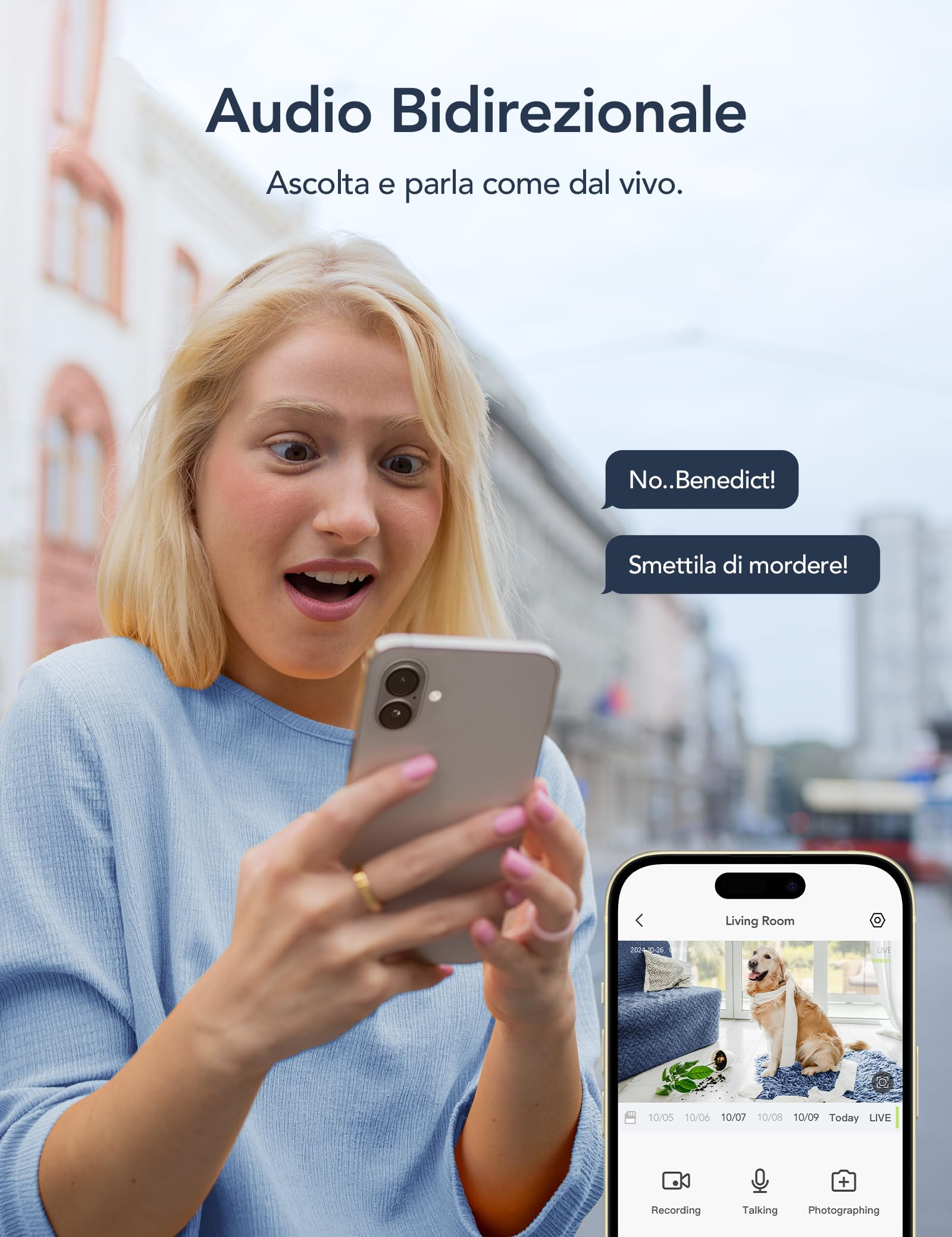 GNCC 2K Telecamera WiFi Interno 2.4/5GHz Visione Notturna Nero(Pack da 1) — immagine 4 di 16