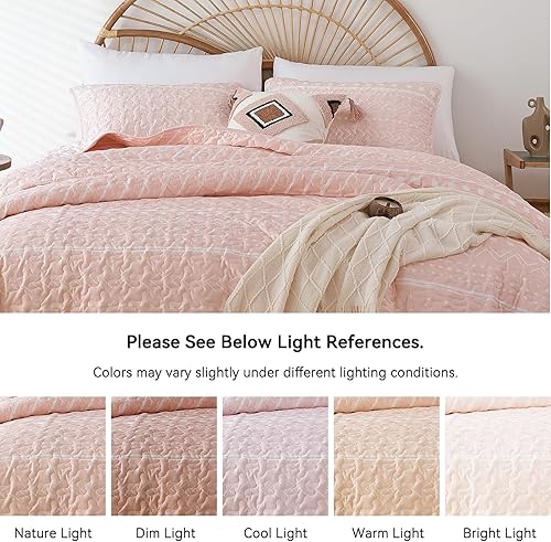 Miniatura 5 de Janzaa Juego de edredón de tamaño King, juego de edredón bohemio de 3 piezas, juego de edredón geométrico de microfibra con fundas de almohada,