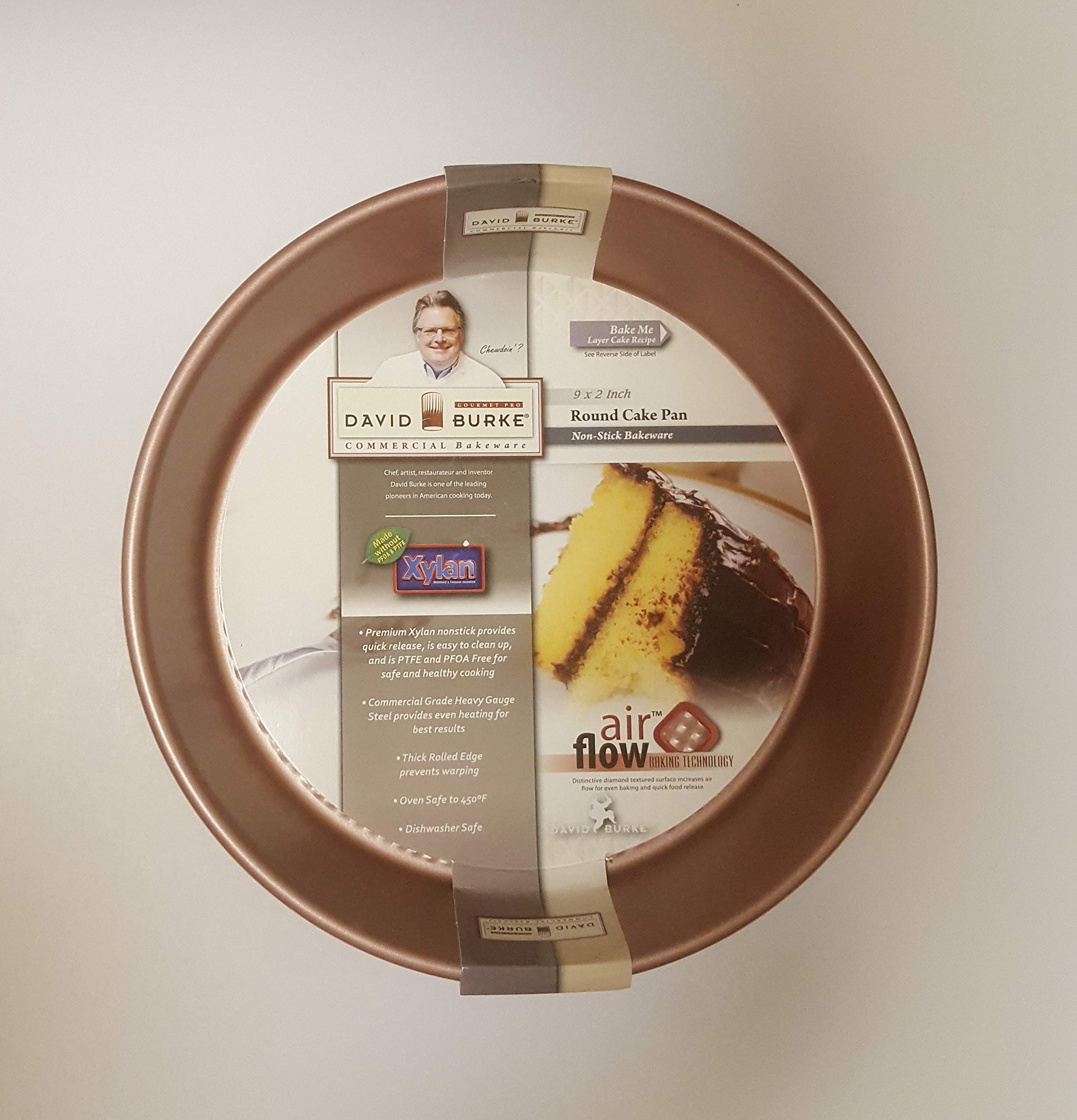 David Burke Commercial Weight 9"x2" Round Cake Pan Rose Gold with Air Flow Baking Technology