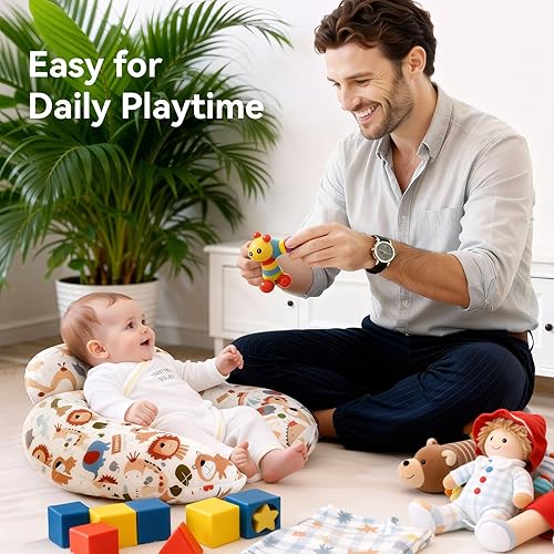 Miniatura 8 de Safety Fence Nursing Pillow, Breast Feeding Pillows for Women, Removable Cotton Cover with Breathable Firm Fill, Plus Size Pillow for Baby, Animal