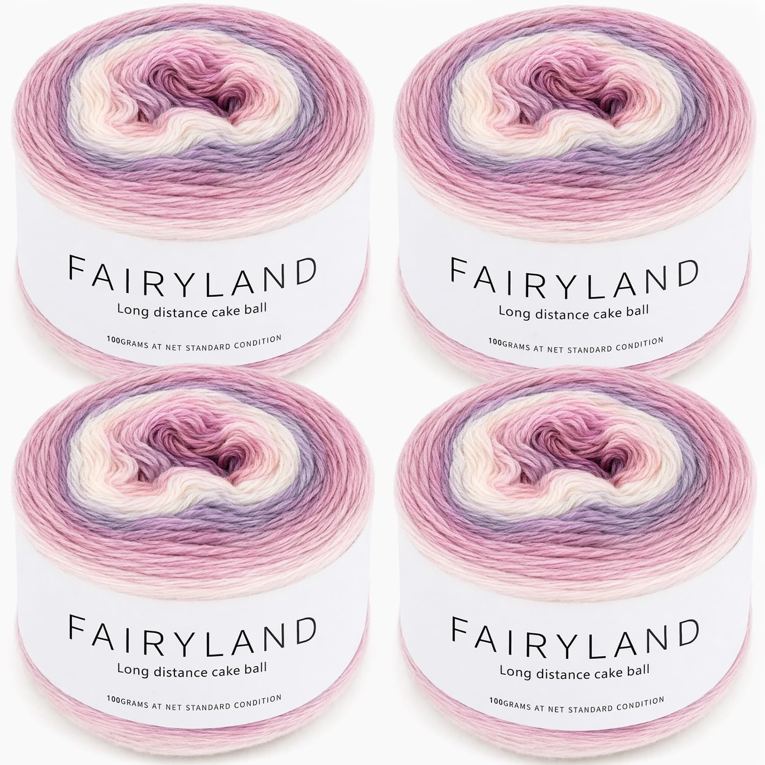 Gradient Yarn Cake 4 x 100g, Crochet Yarn for Crochet and Knitting, Ombre Yarn Cakes, Soft Multicoloured Yarn for Scarves, Shawls, Blankets and DIY Crafts(1160)