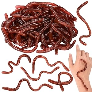 HLARTNET 20 Pcs Fake Earthworm - Soft Stretchy Rub