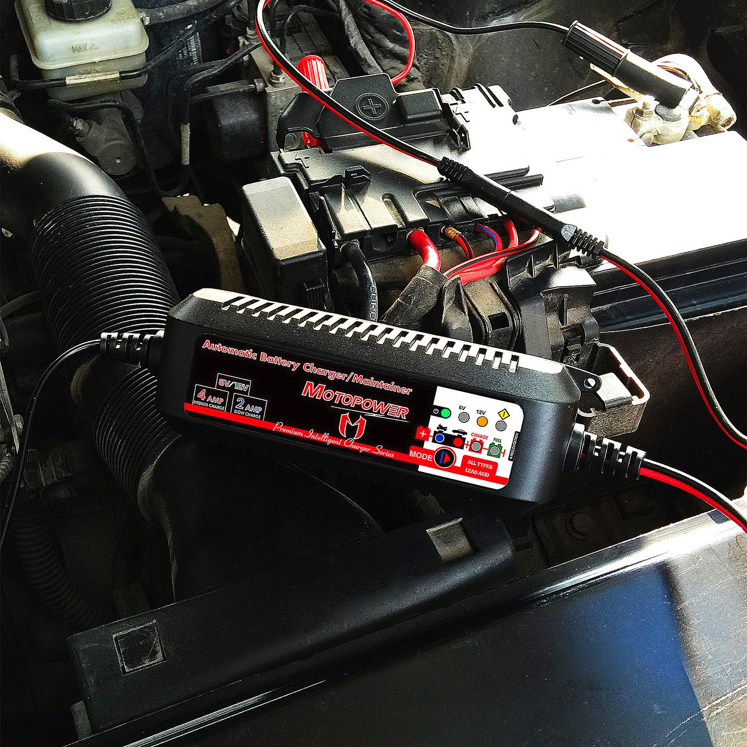 MOTOPOWER MP00207-FR 6V/12V 4AMP Cargador Inteligente Totalmente Automático Maintainer con Modo de Recuperación de la Batería