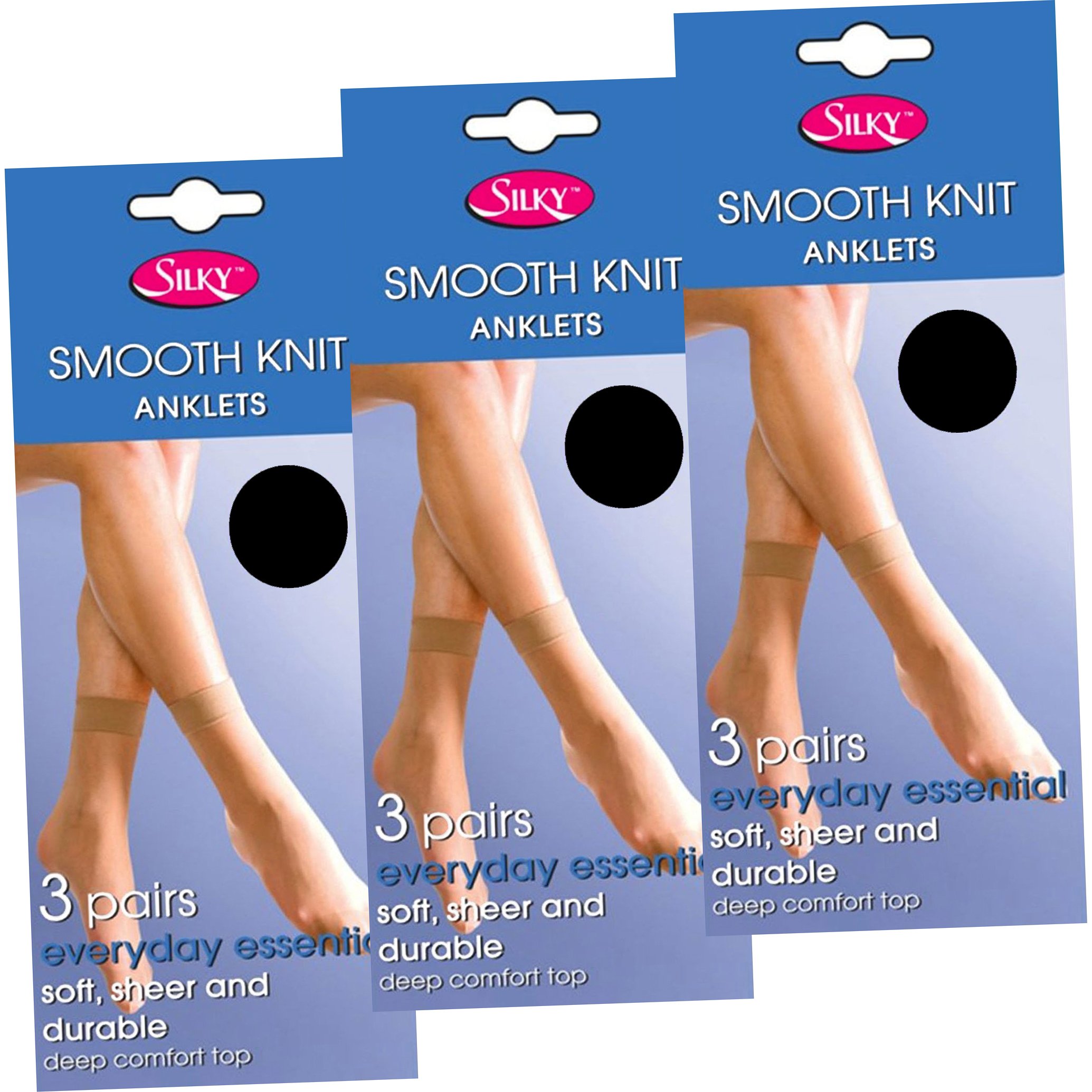 Silky Soft, Sheer & Durable Smooth Knit Everyday Anklets (9 Pair Multi Pack) (Black)