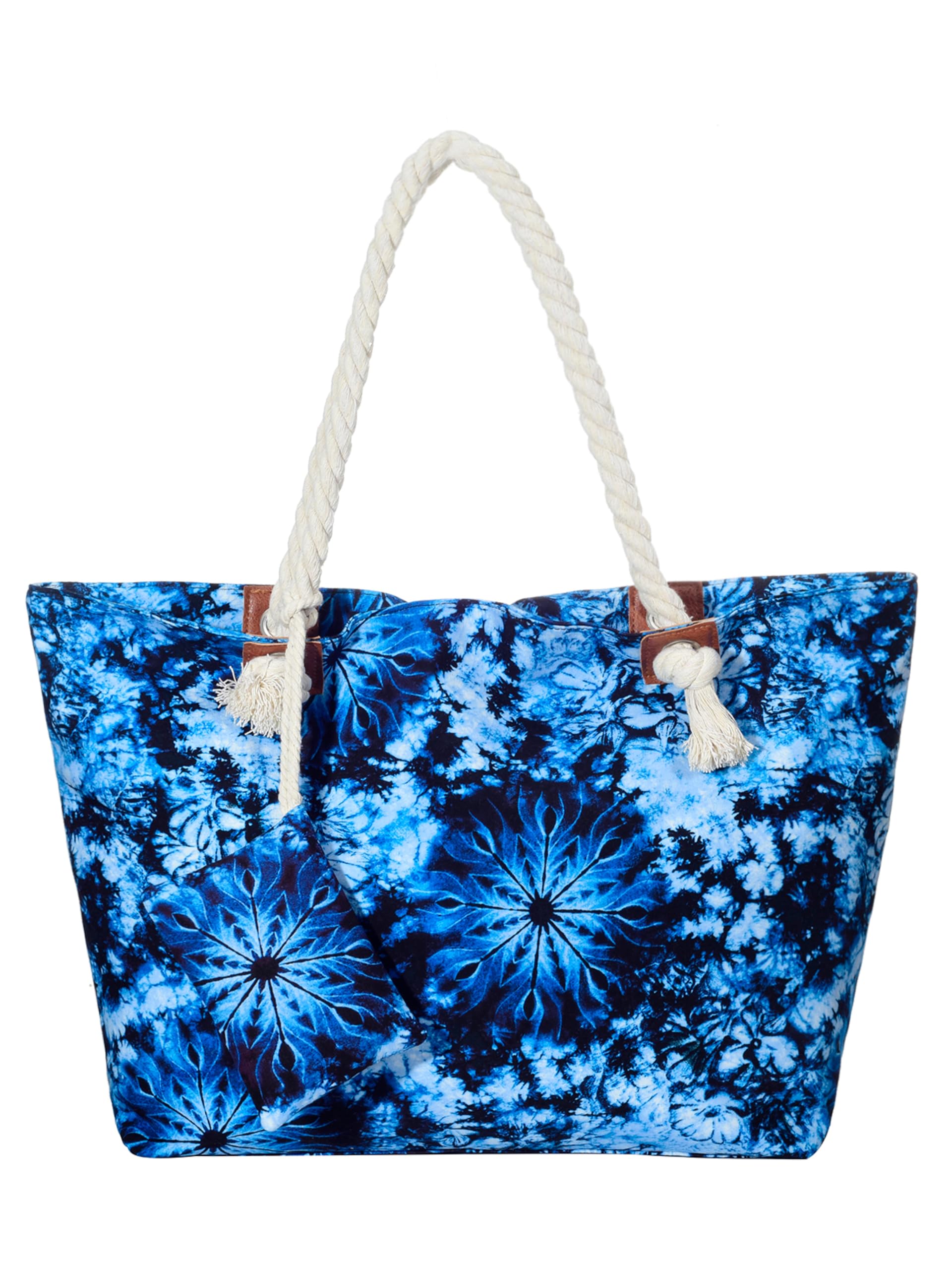 DonDon Strandtasche XXL mit Reißverschluss - Umhängetasche Damen, Shopper Tasche Damen im Beach Look mit Schulterriemen - Urlaub Must Haves Beach bag
