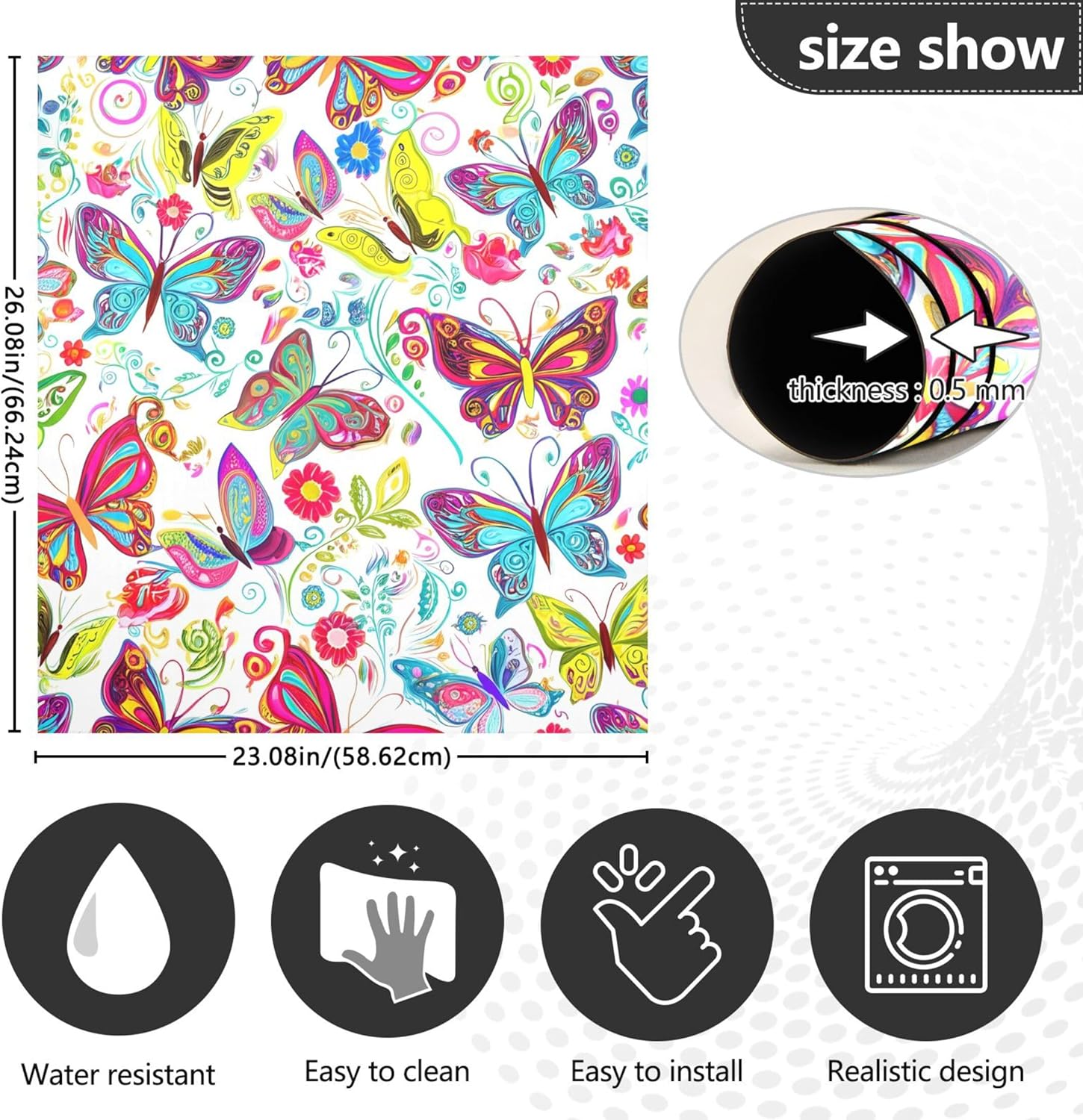 鮮やかでカラフルな蝶 食器洗い機用マグネットカバー キッチン装飾 冷蔵庫 マグネットパネル デカール 食器洗い機 フロントドアカバー