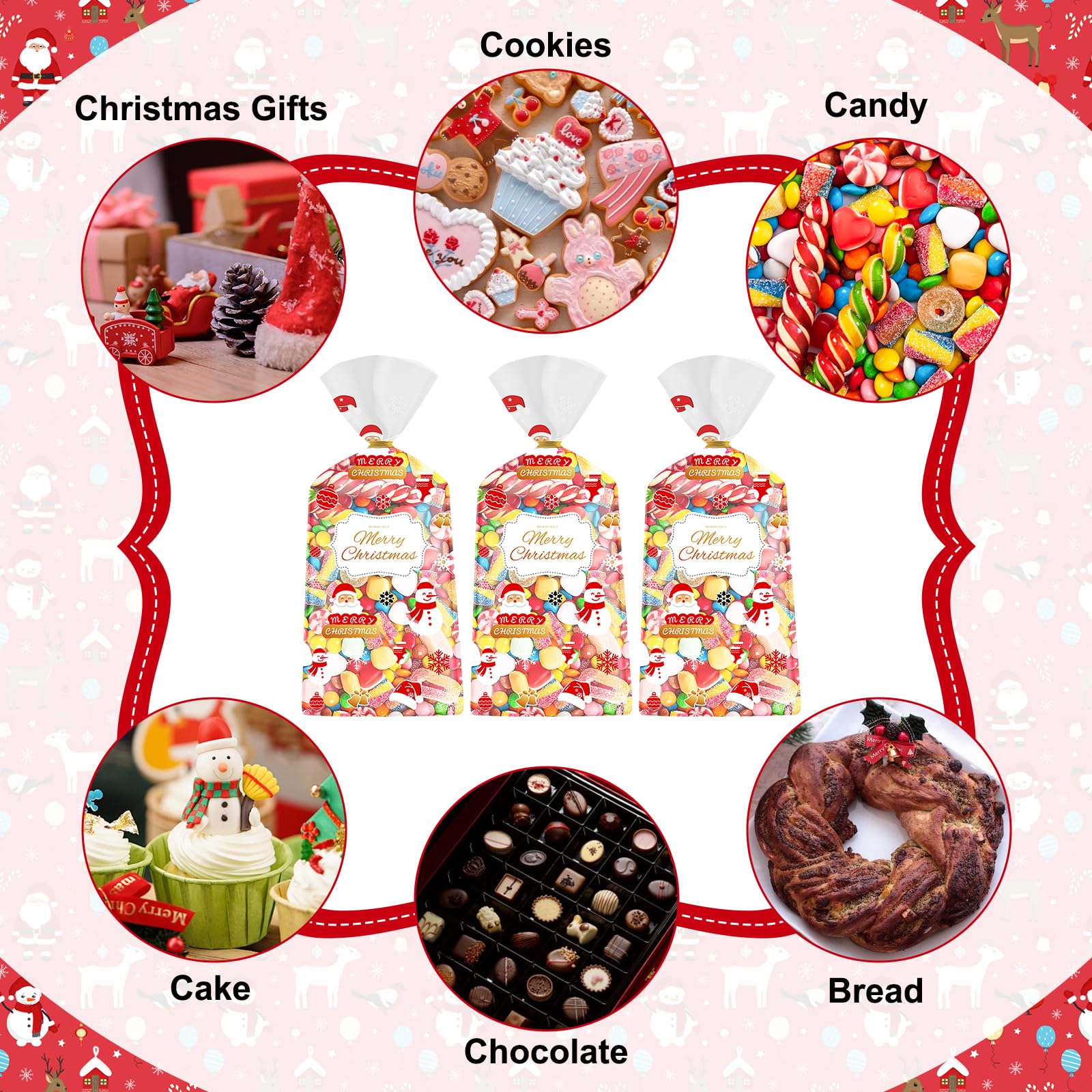 Litmitfu 50 x Geschenktüten mit Aufschrift "Merry Christmas"