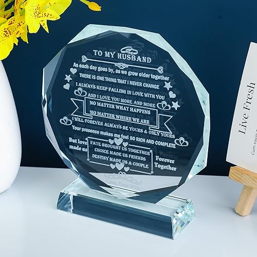 Miniatura 4 de YWHL Regalos para esposo de esposa a mi esposo, placa de cristal, regalos románticos de cumpleaños para marido, idea de boda, aniversario, Navidad,