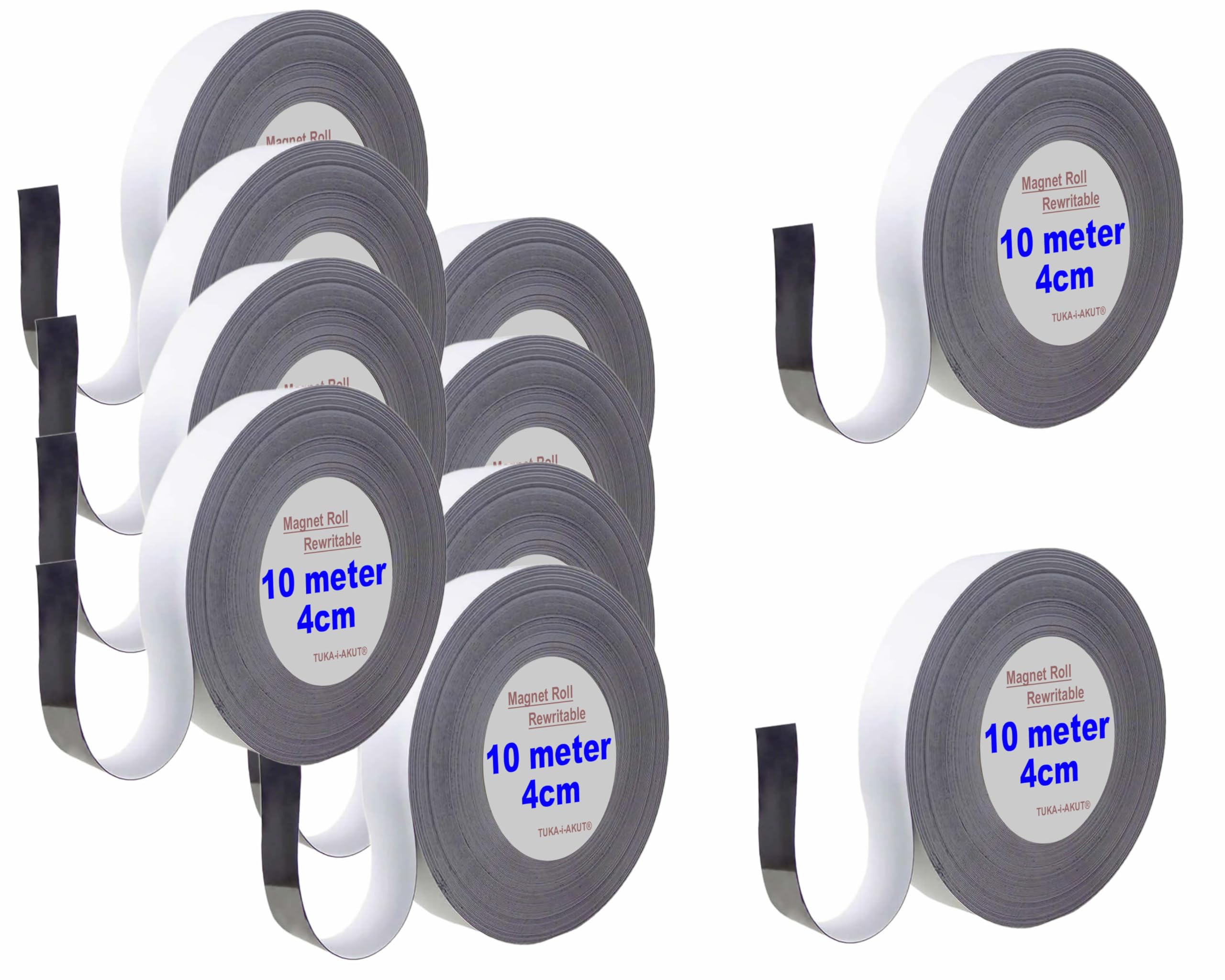 TUKA 100m x 40mm x 1mm taśma magnetyczna do etykietowania, wielokrotnego zapisu kasowalne pasek magnetyczny znaki identyfikacyjne, na białej tablicy lodówka półki 10x10m białe TKD9046
