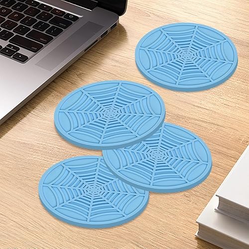 Miniatura 3 de ZKFAR 4 PCS 2.75" Car Cup Holder Coaster, PVC Waterproof Spider Web Car Coasters, Thickened Eco-Friendly Automotive Drinks Coaster, Universal for