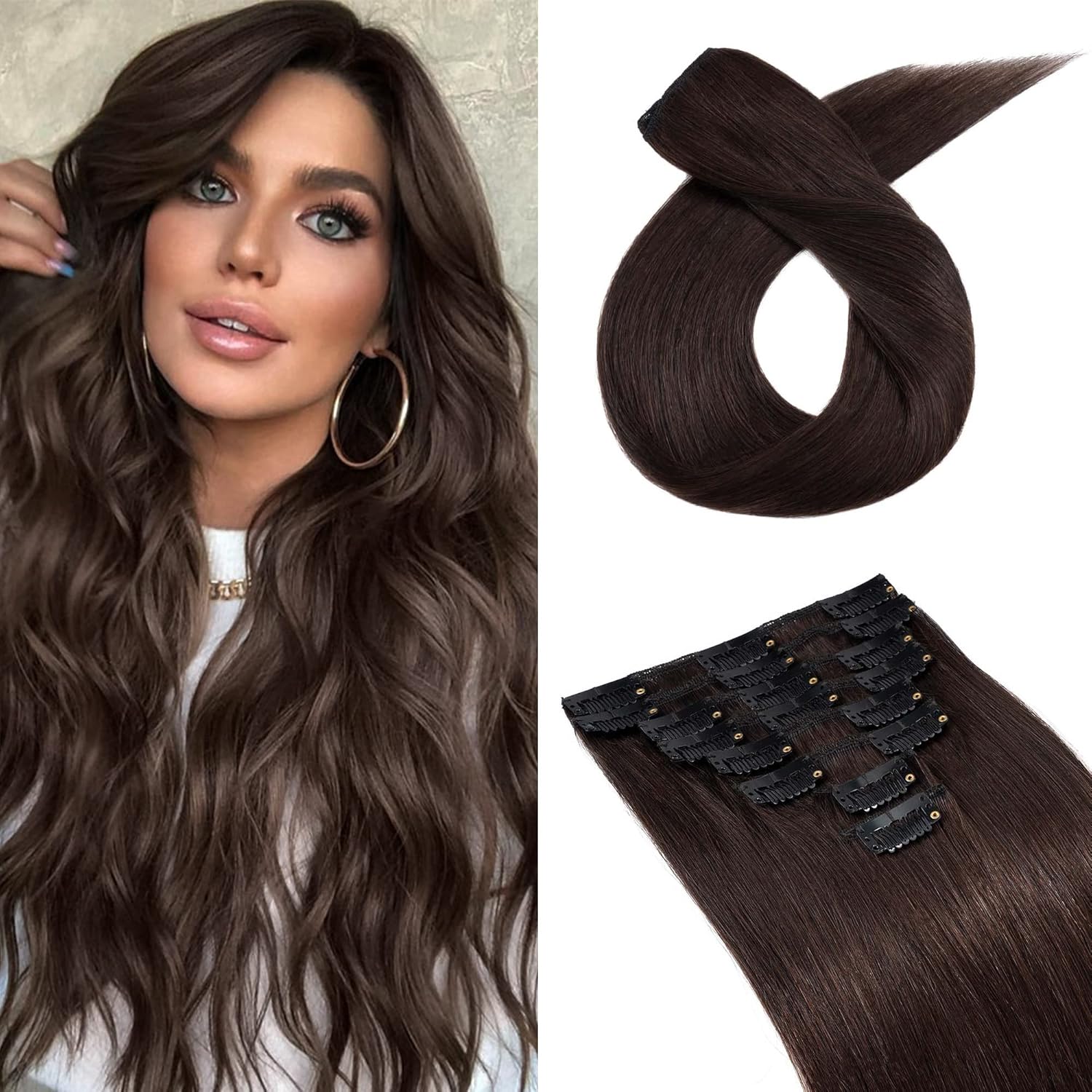 SEGO Extension a Clip Cheveux Naturel Pas Cher Extension Vrai Cheveux