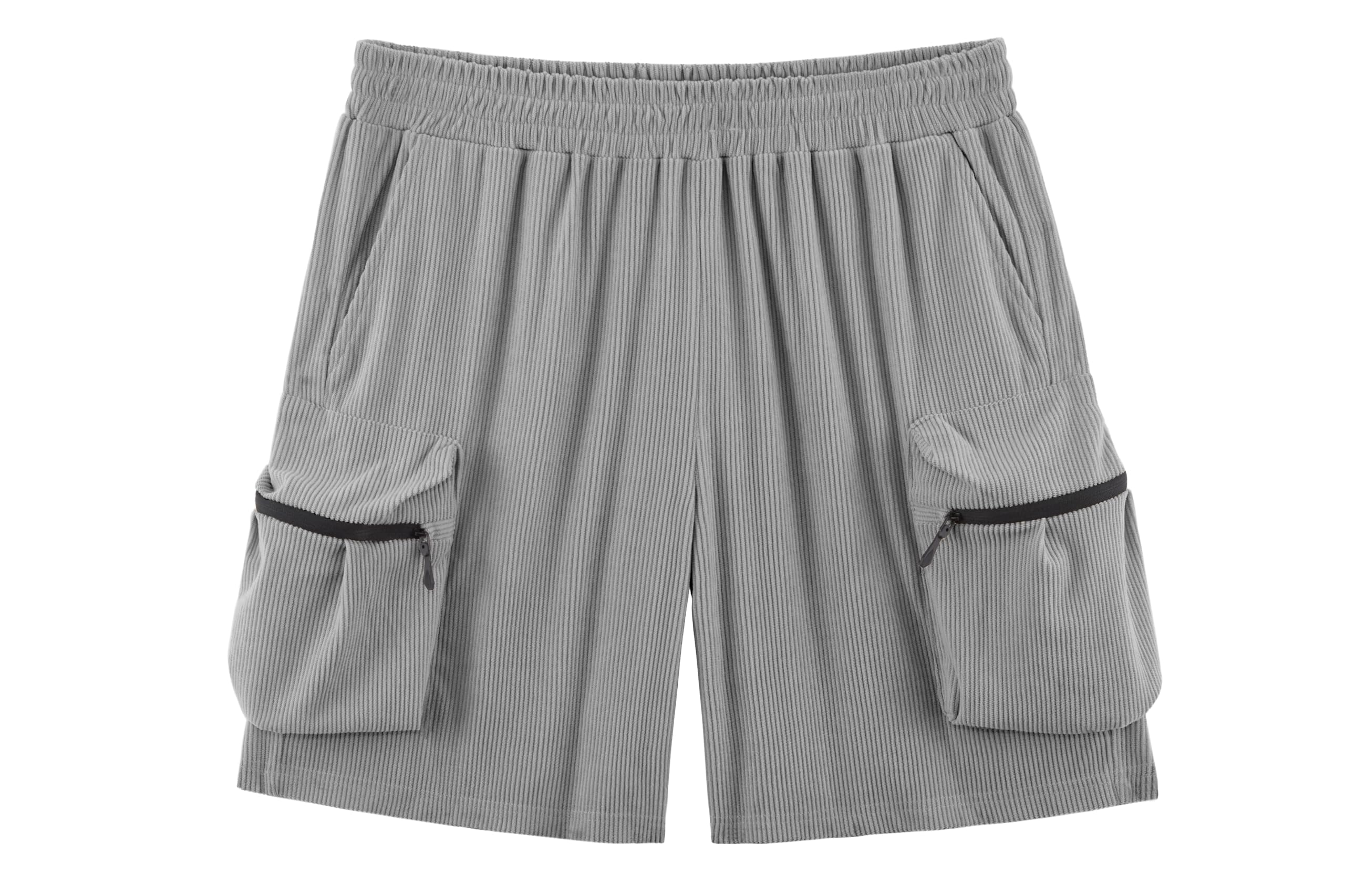 APTRO Corduroy Kurze Hosen Herren Cargo Shorts Sommer Elastische Taille Baggy Freizeitshorts mit Taschen