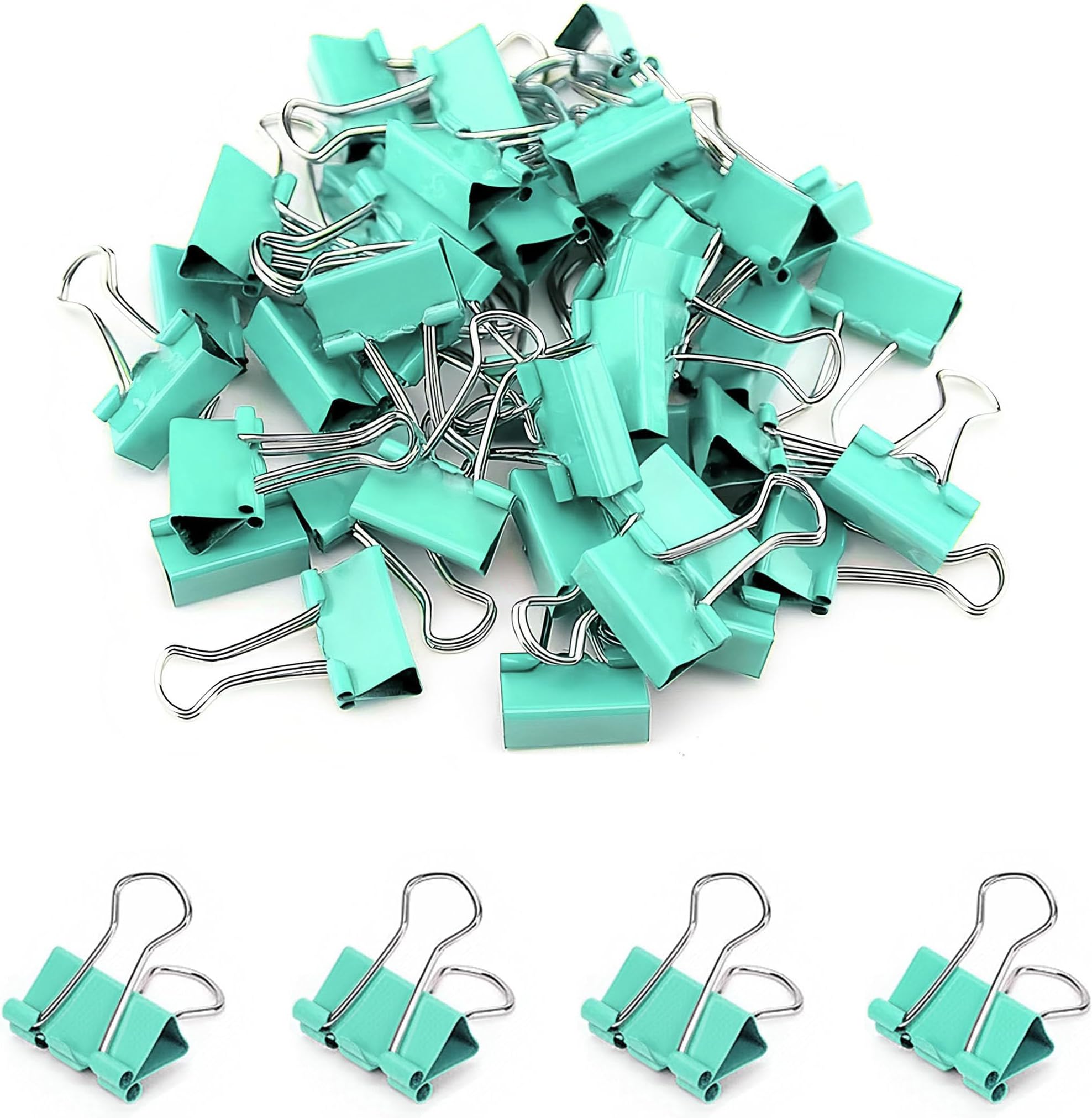 Double Clips, Thin Green, Small, Width 0.7 inches (19 mm), Pack of 50, Paper Clips, Metal, Office, Document Organization, Paperwork, Office Supplies, Home, Commercial Use, Stationery, Light Green