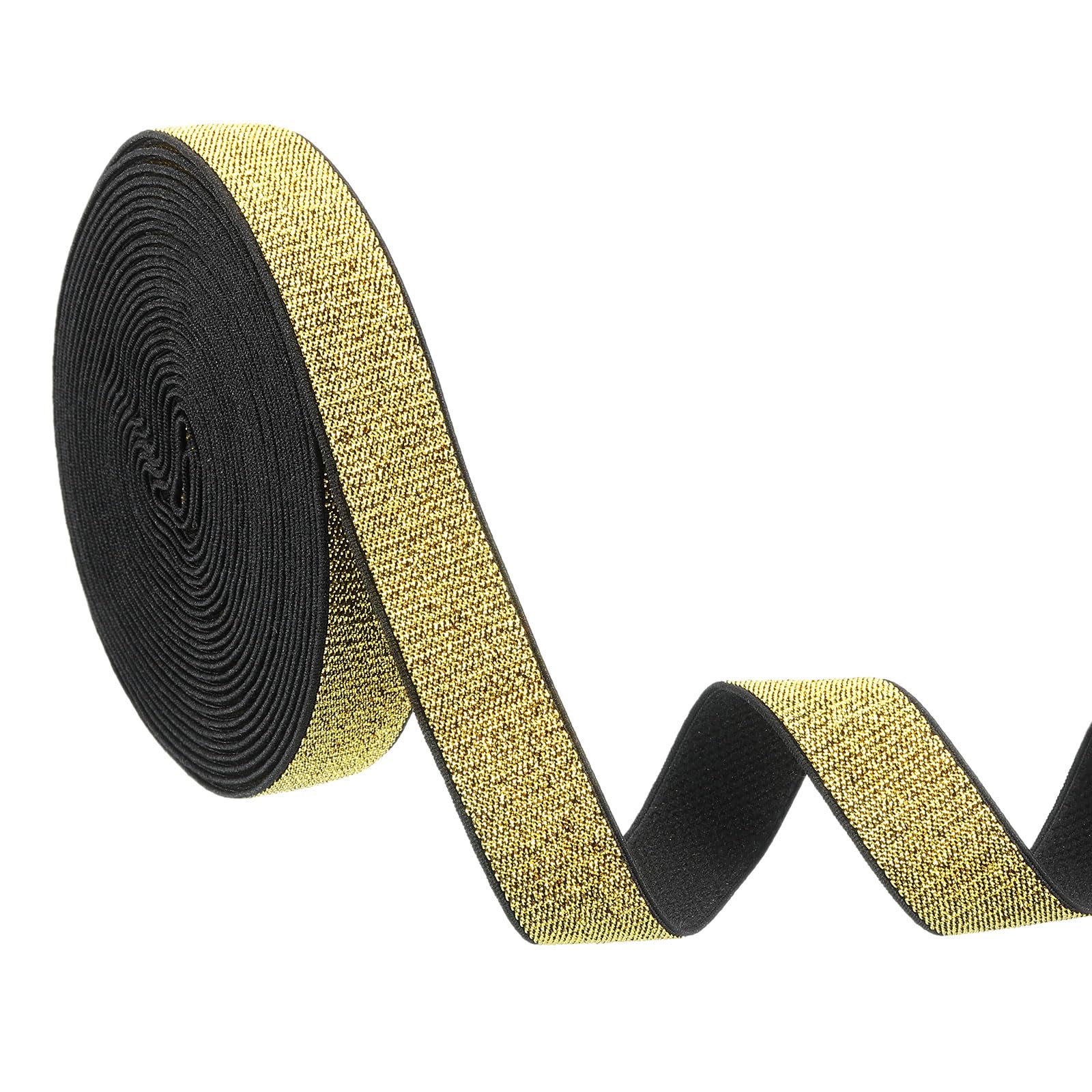 uxcell Glitters Sewing Elastic Bands, 0.8" x 5 Yard Elastic Stretch Ribbon Strap Metallic Sparkling Sewing Ribbon Wrapping Ribbon for DIY Craft