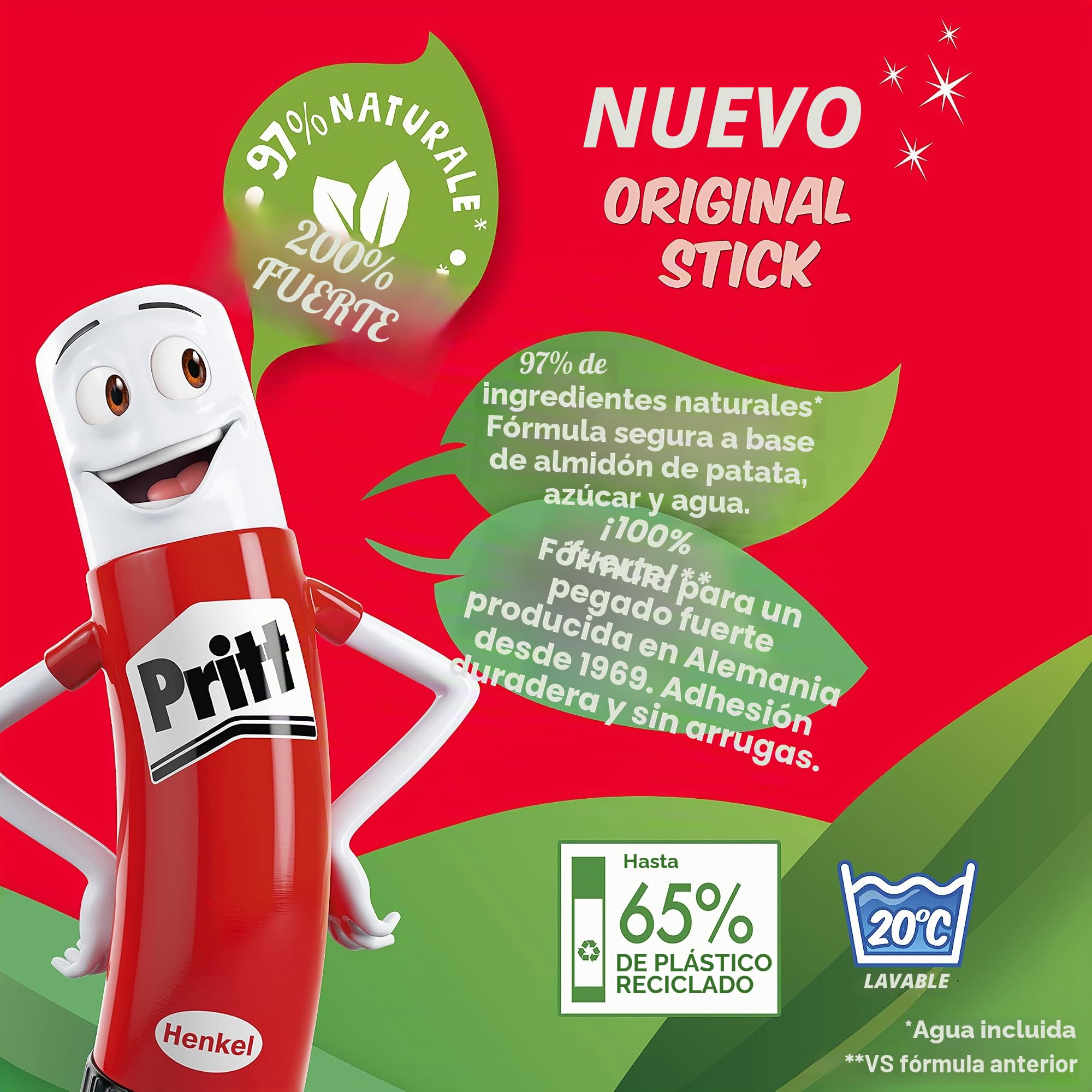 Pritt Stick 43 g - Pegamento en barra, Rojo, 10 unidades