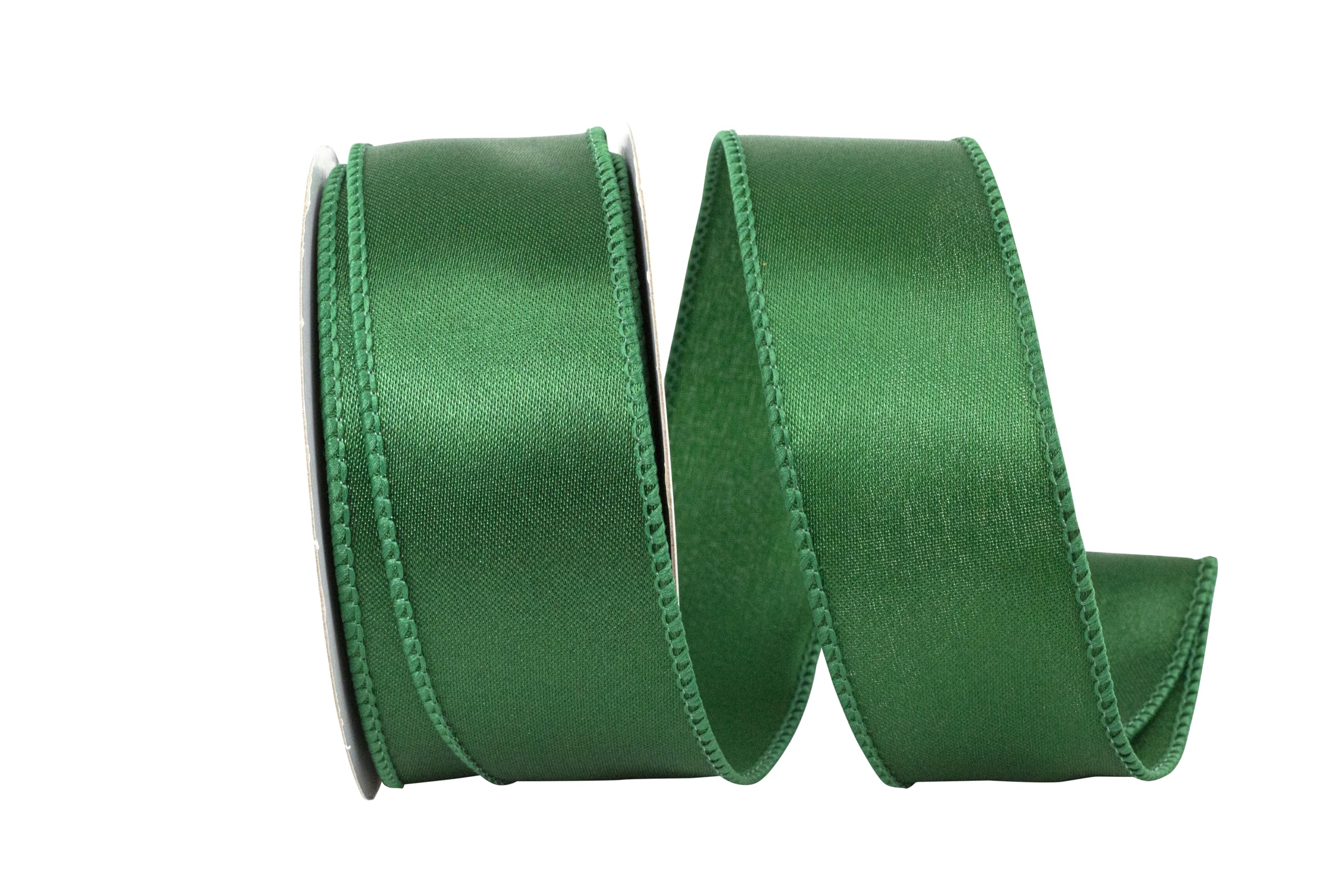 Reliant Ribbon 92575W-510-09F Satin Value Wired Edge Ribbon, 1-1/2 Inch X 10 Yards, Emerald