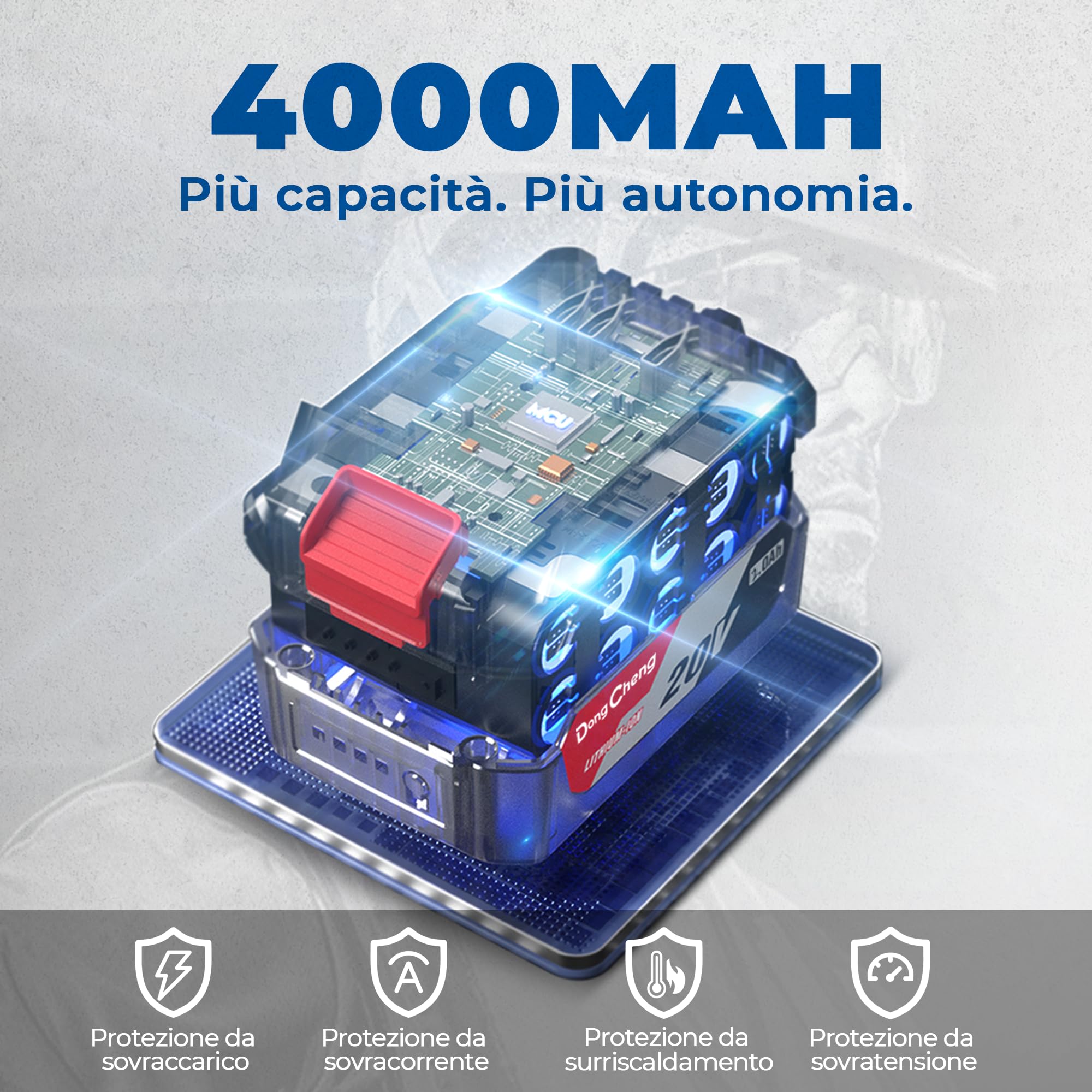 Dong Cheng Lucidatrice Senza Spazzole 150mm con Batteria 4,0 Ah, Impugnatura a D, Avvio Graduale, Stabilizzazione Elettronica della Velocità, Caricabatterie – Ideale per Auto, Barca, Mobili