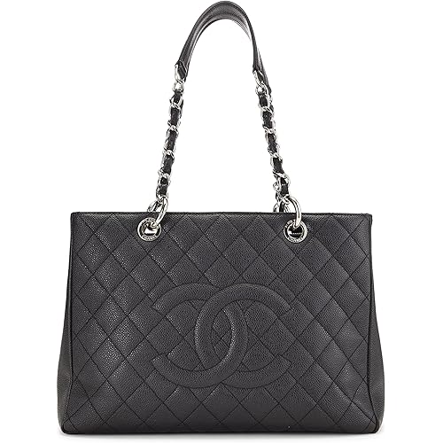 Chanel, Pre-Loved Black Quilted Caviar Grand Shopping Tote (GST), Black