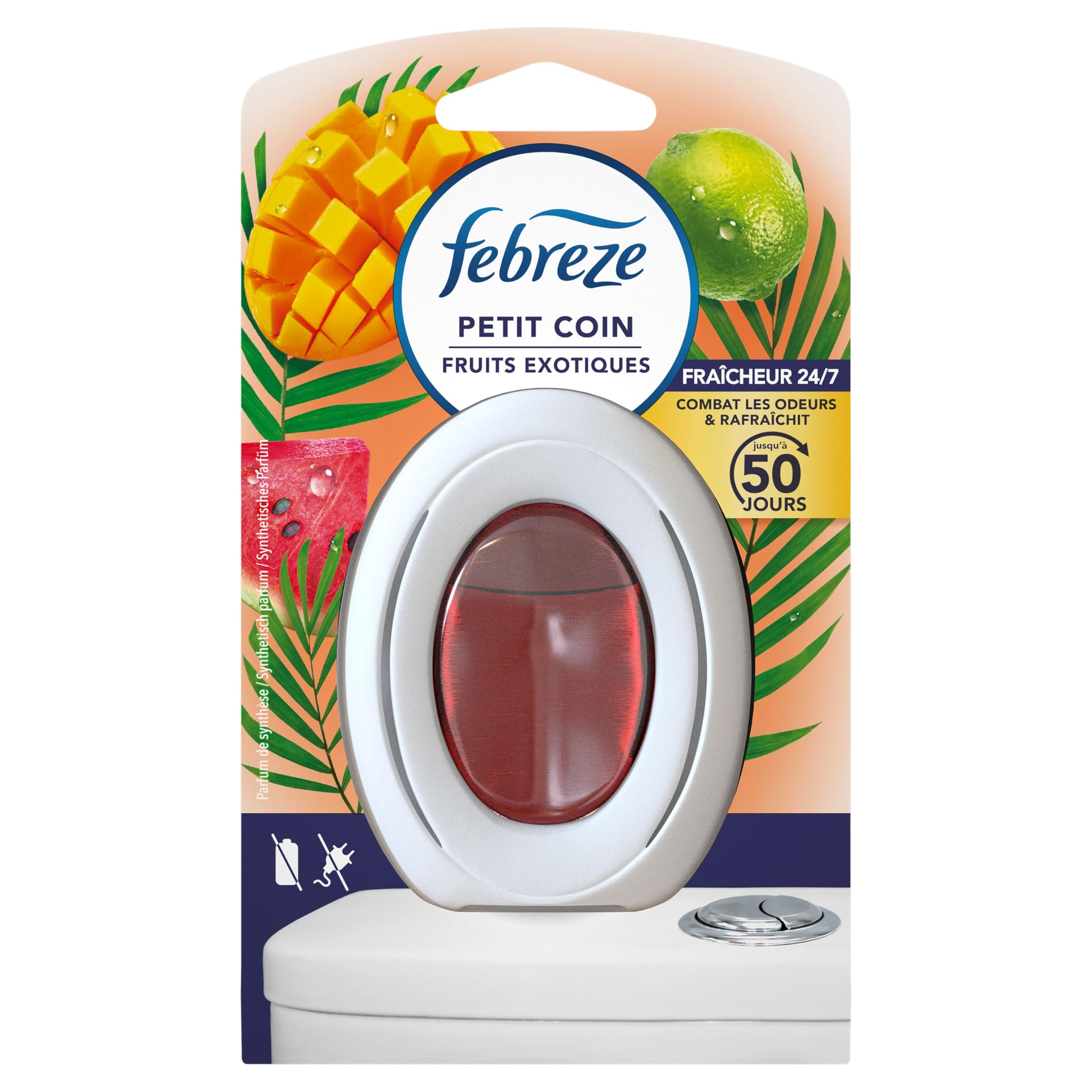 Febreze Petit Coin, Fruits Exotiques Désodorisant WC En Continu Pour Élimination Et Prévention Des Odeurs 1 X
