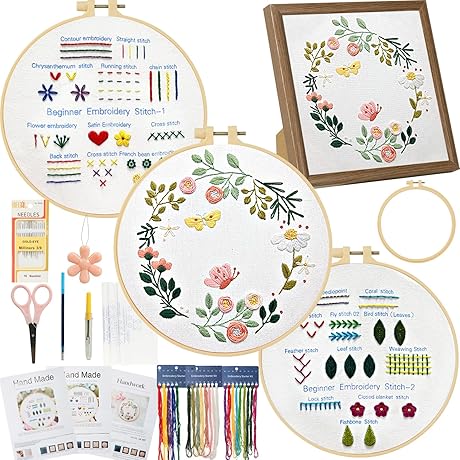 Santune 3 Sets Embroidery Starter Kit: Cultivate Your Inner Embroider