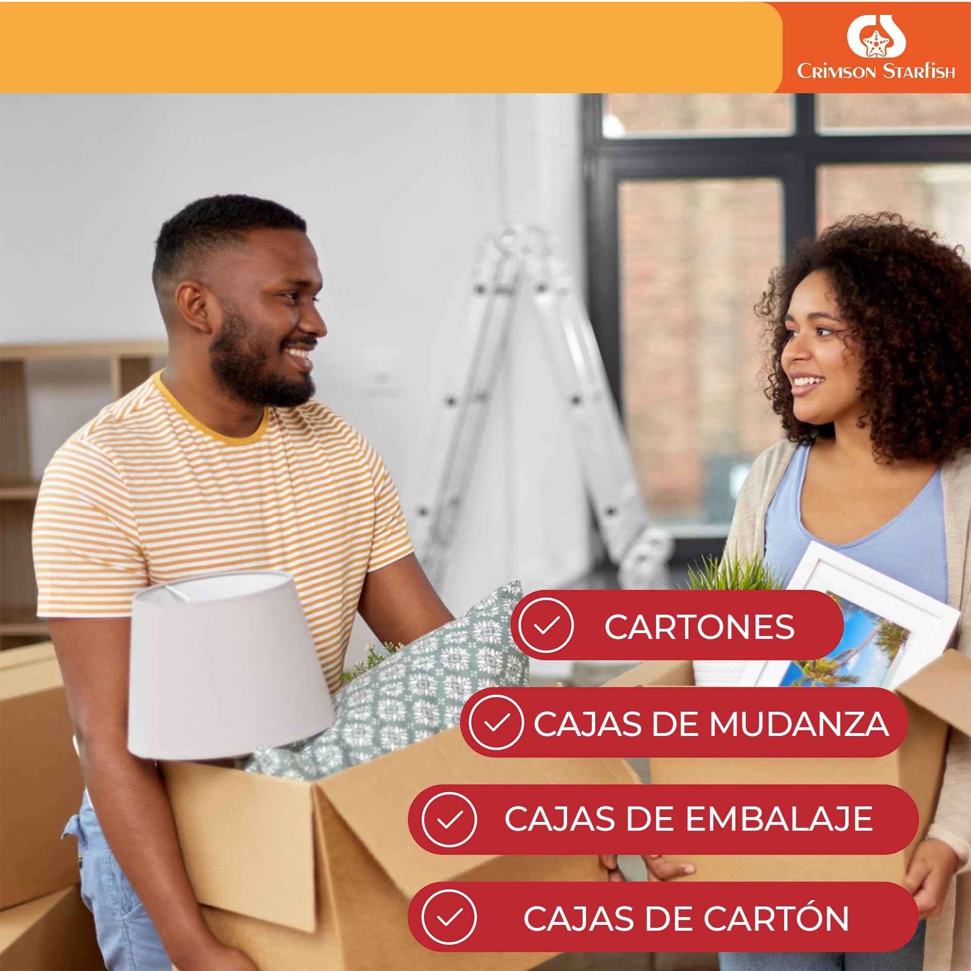 Crimson Starfish 12 rollos de cinta de embalar marrón | Cinta embalaje para paquetes, cajas, envíos, mudanzas, precinto embalar adhesivo, esenciales para mudarse, 48mm x 66m