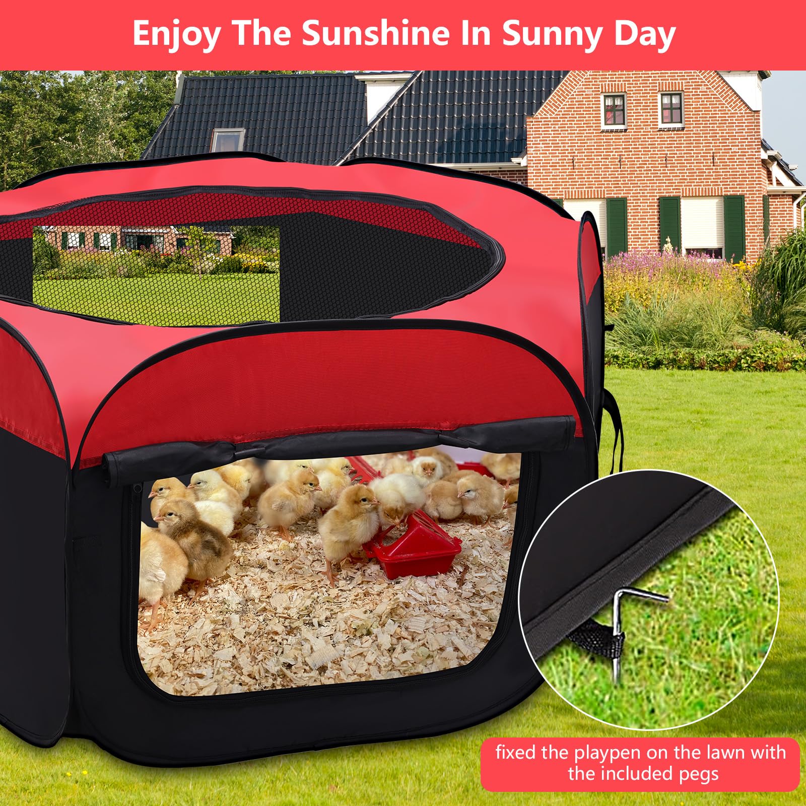 GHWMYD Recinto per Animali Domestici, Incubatrice per Pulcini, Gabbia per piccoli animali pieghevole, Recinzione in Tessuto Oxford e a Rete per Porcellini d'India Conigli Criceti Quaglie(51x114x114cm)