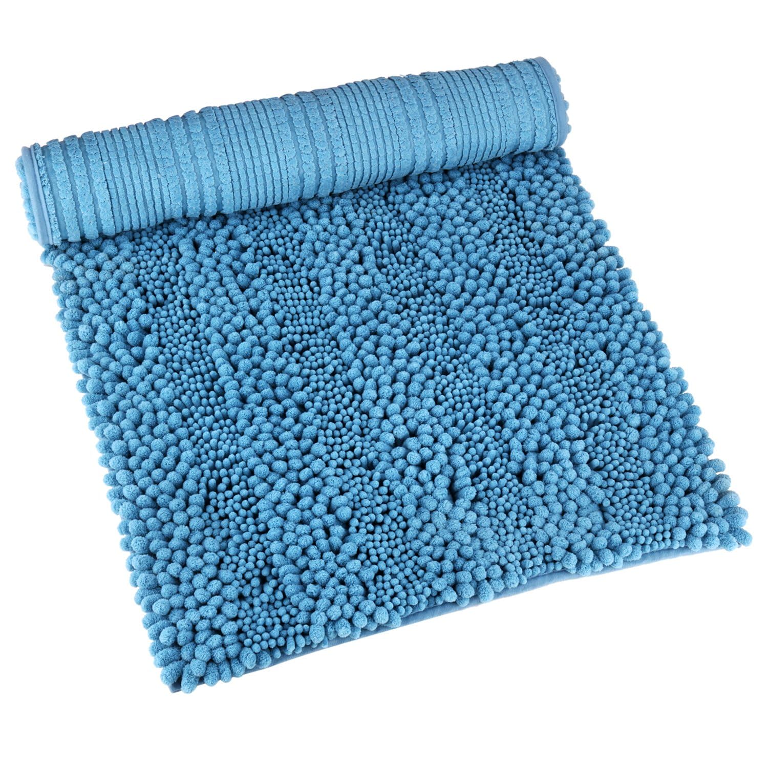 GelrovaBathroom Rugs, Extra Soft and Absorbent Microfiber Bath Mat, Non-Slip, Machine Washable, Quick Dry Shaggy Bath Carpet, Suitable for Bathroom Floor, Tub, Shower (Blue, 32x16 Inche）