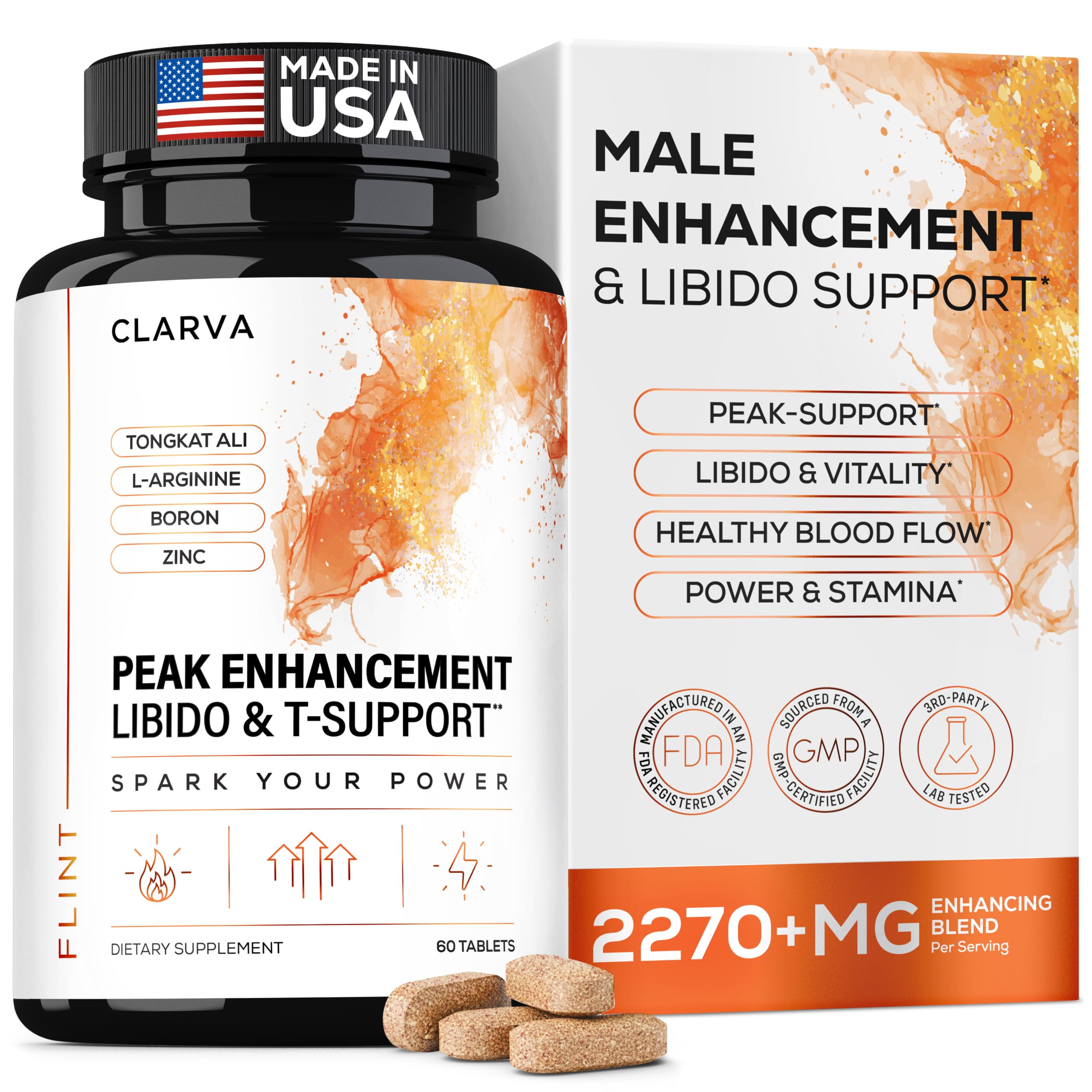 CLARVA Suplemento para homens com maca, L-arginina, Tongkat Ali e zinco, 60 comprimidos