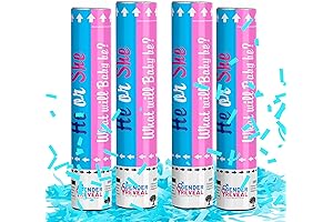 4 Pack Gender Reveal Confetti Cannon: Unveil the Joy with Blue Compostable Confetti