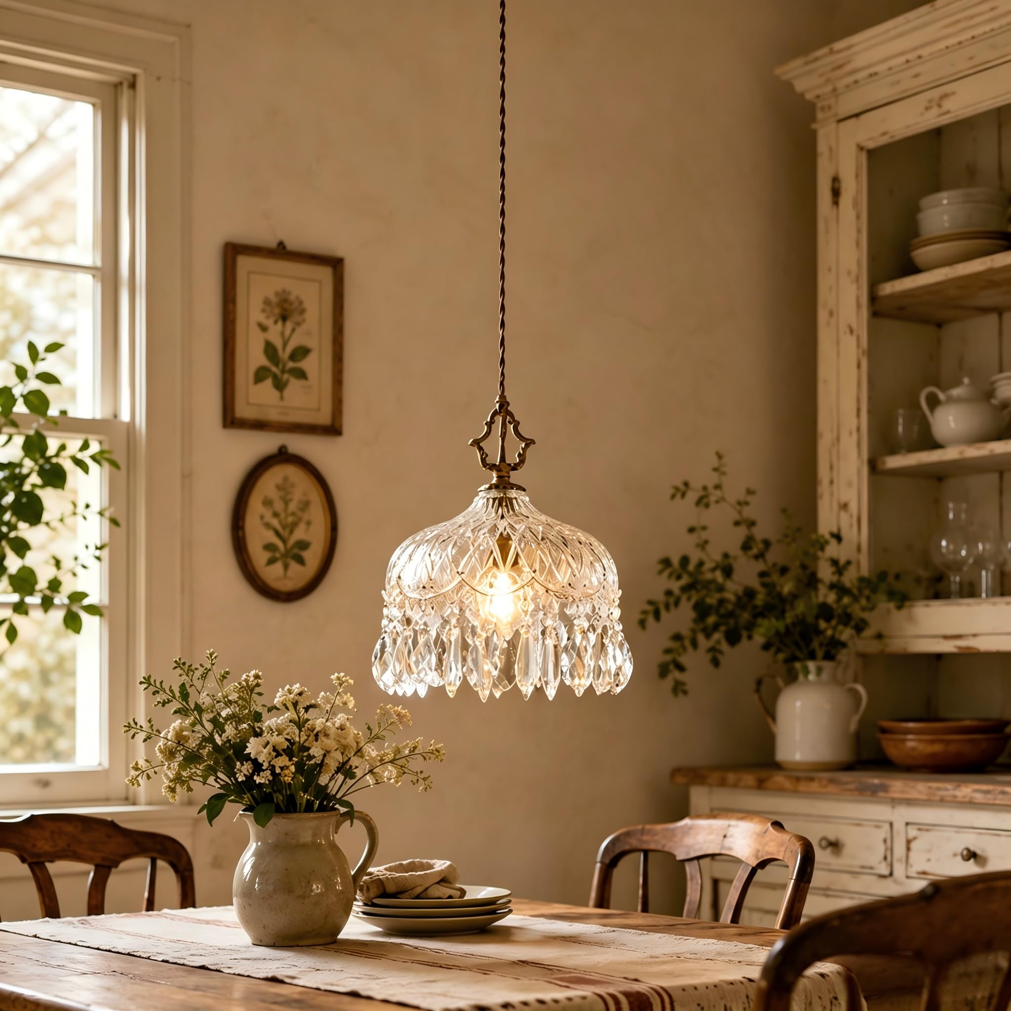 Photo 1 of LIGHTLAND Vintage Small Crystal Glass Chandelier, 7.9 Inch Diameter