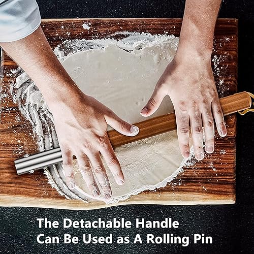 Miniatura 6 de Q Pizza Pala redonda de aluminio perforado de 12 x 14 pulgadas para pizza, dorado, aluminio, antiadherente, fácil de limpiar, adecuada para todas