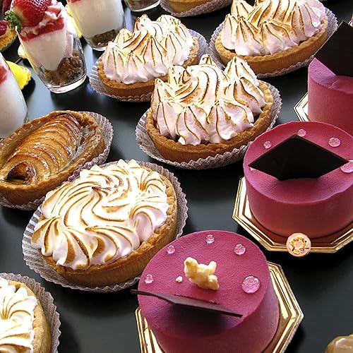 Miniatura 7 de Juego de 4 moldes redondos de 6 pulgadas, moldes de aluminio antiadherentes para hornear con 100 hojas de papel pergamino, moldes para pasteles para