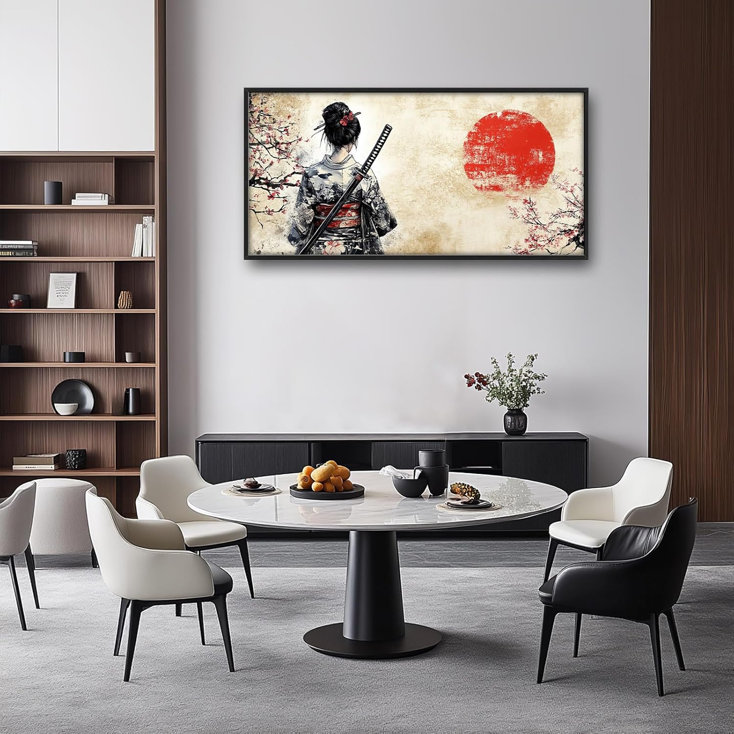 Taimeng Large Geisha Samurai Japanese Wall Art for Living Room, Japanese Kimono Canvas Oversized Wall Decor for Bathroom Painting Artwork Modern Prints 60" L x 30" W